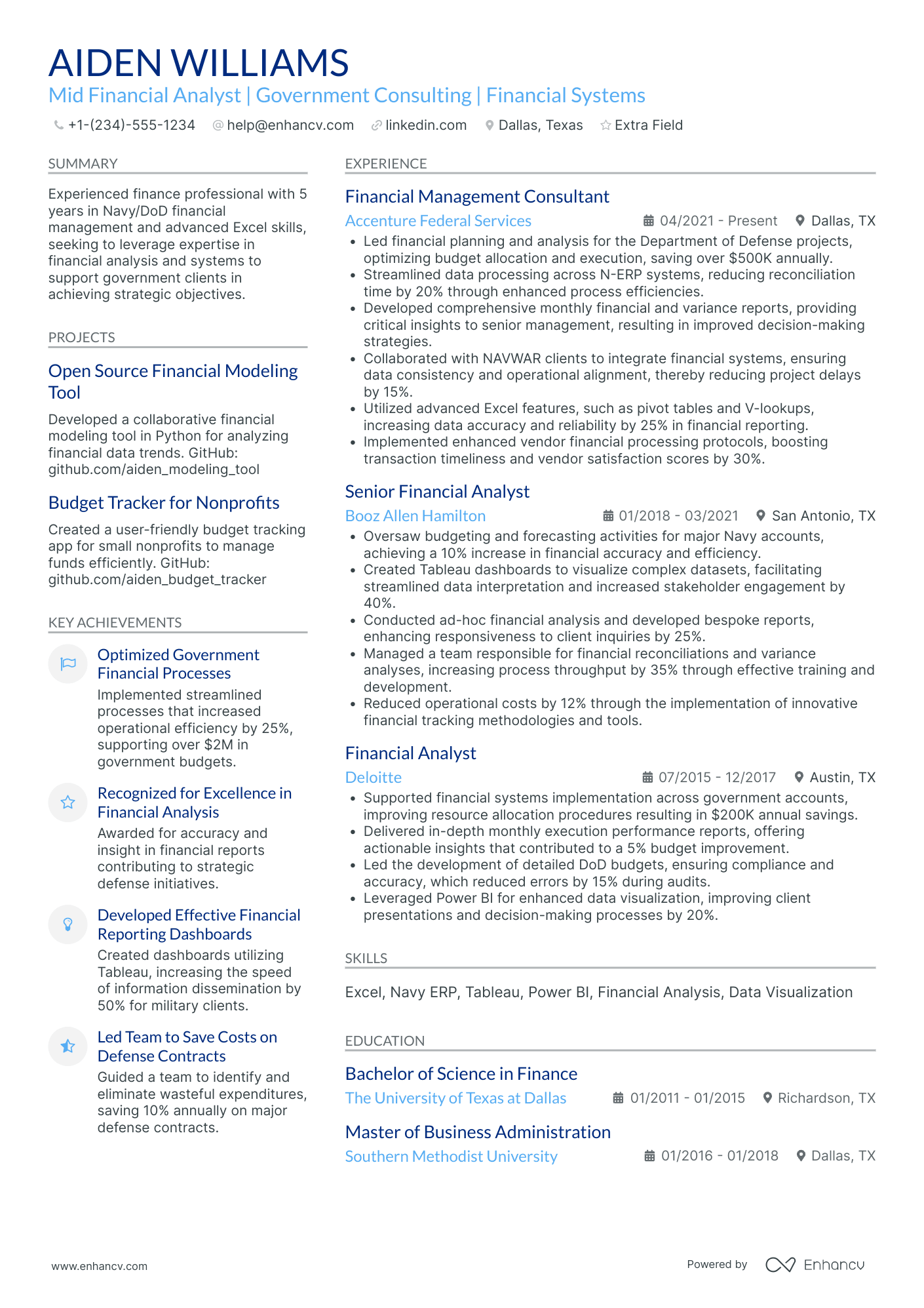 Mid Level Power BI Consultant Resume Example