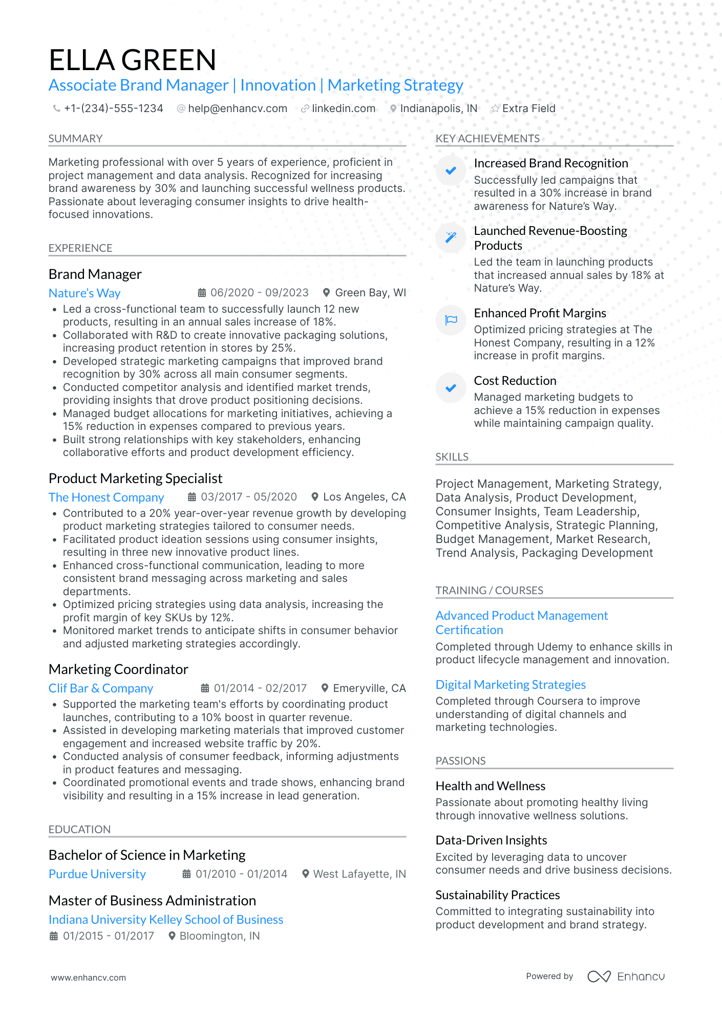 Brand Innovation Manager Resume Example