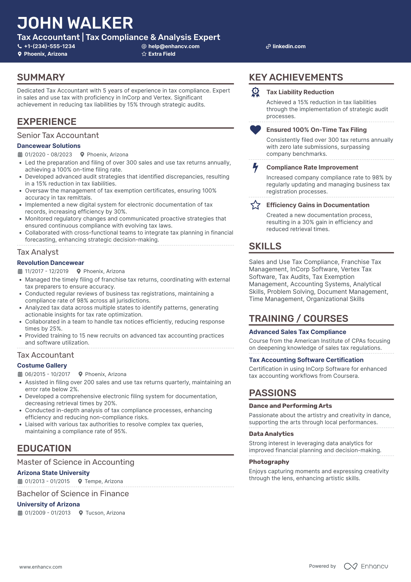 Tax Accountant Consultant Resume Example