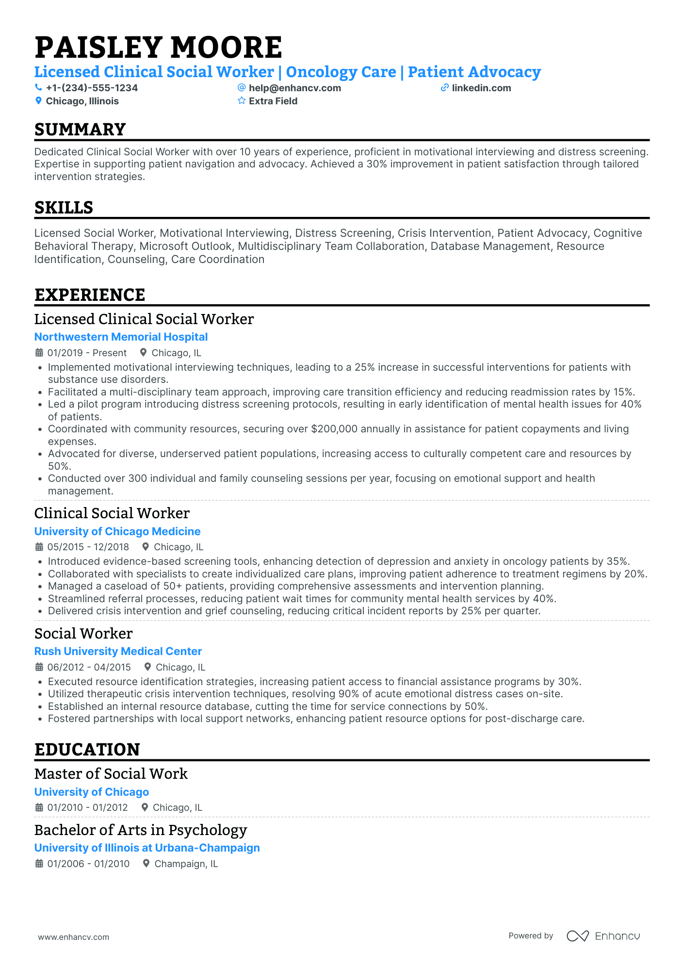 Community Social Worker Resume Example