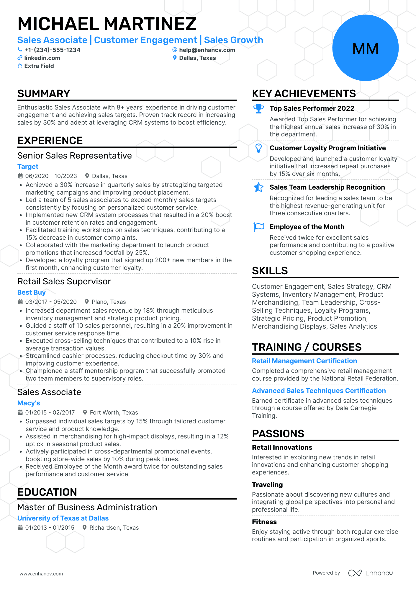 Walmart Sales Associate Resume Example