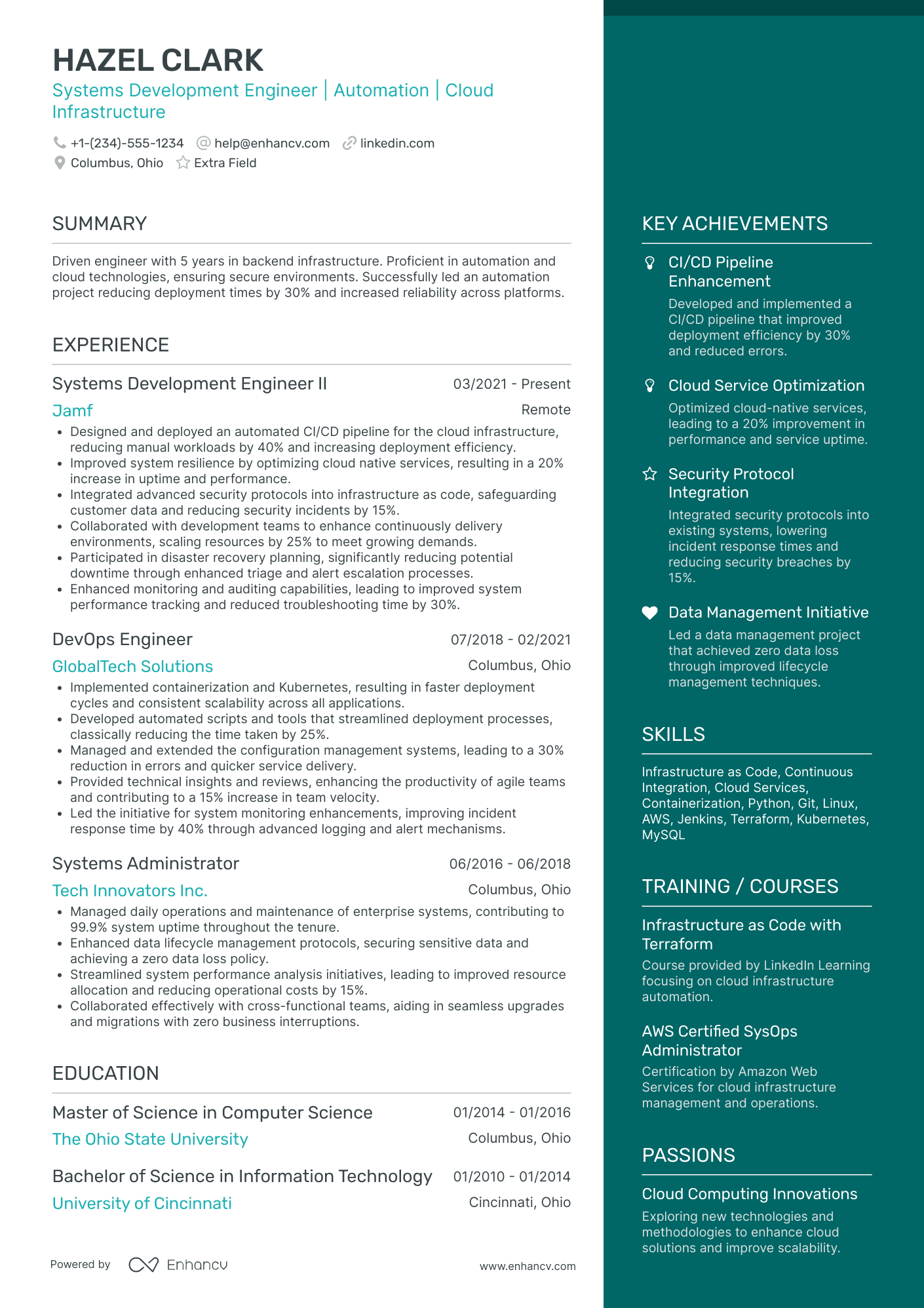 Azure Data Engineer DevOps Resume Example