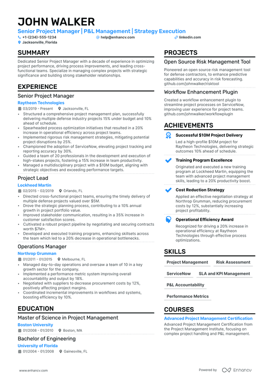 IT Service Manager Resume Example