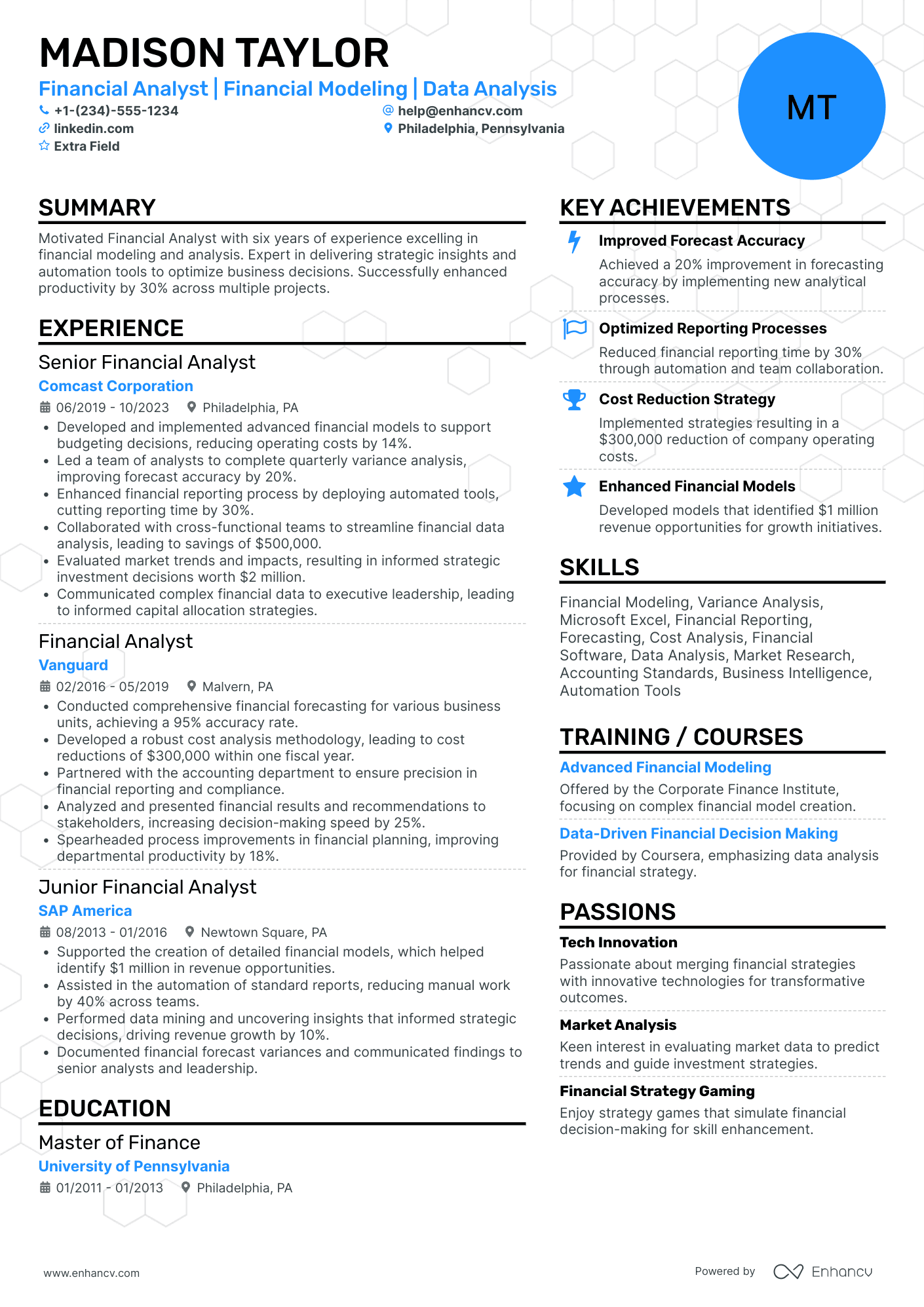 CPA Analyst Resume Example