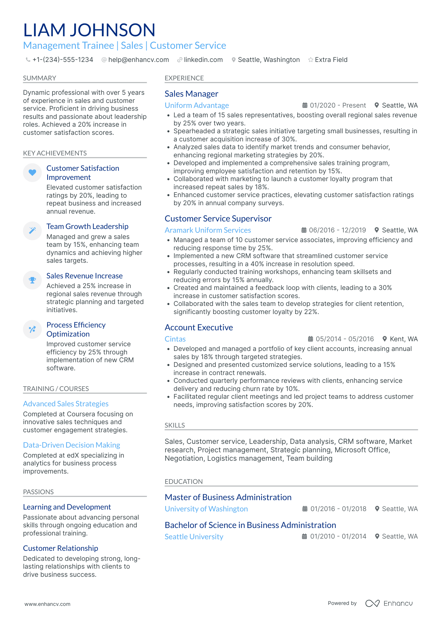 Management Trainee Resume Example