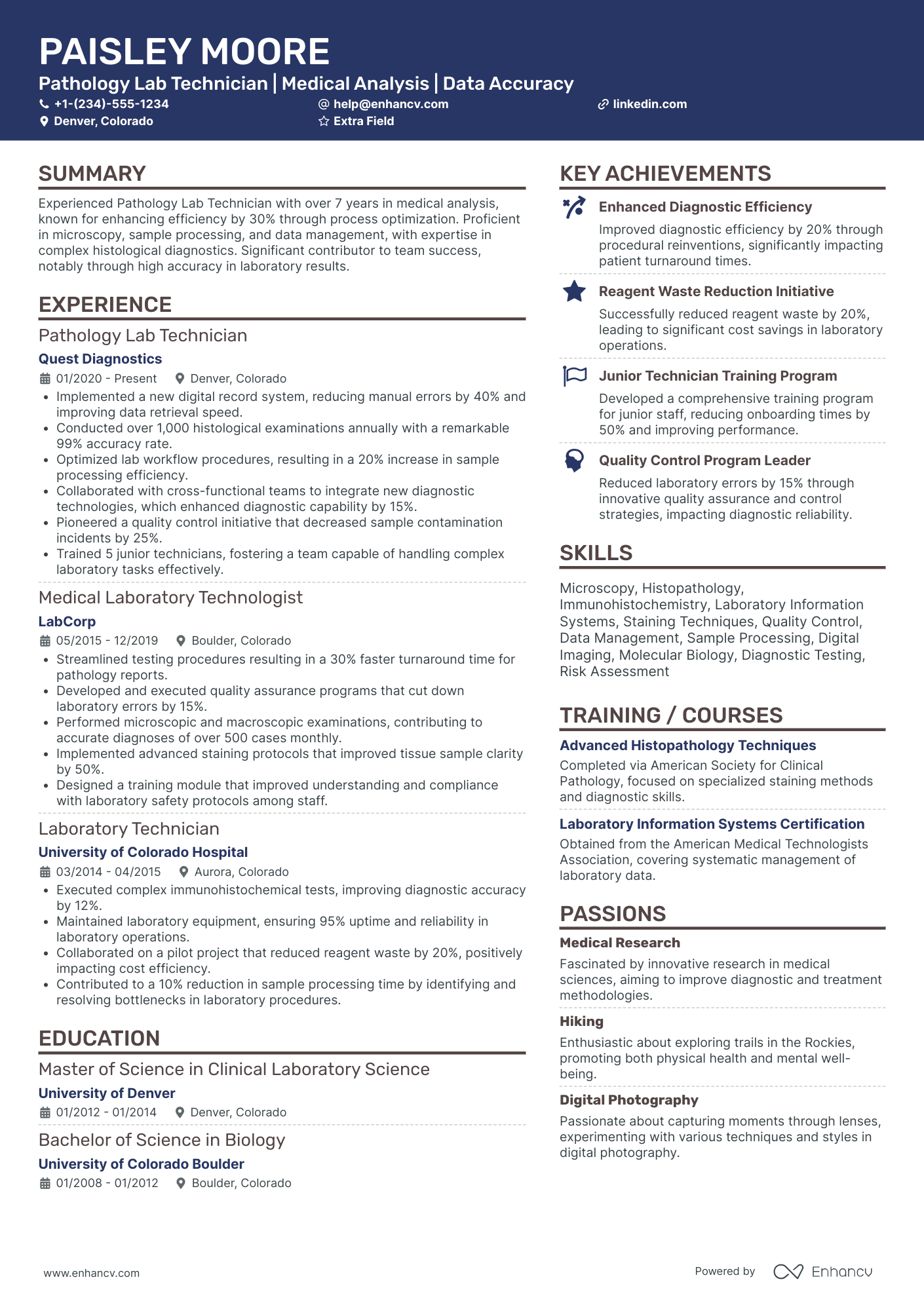 Pathology Lab Technician Resume Example