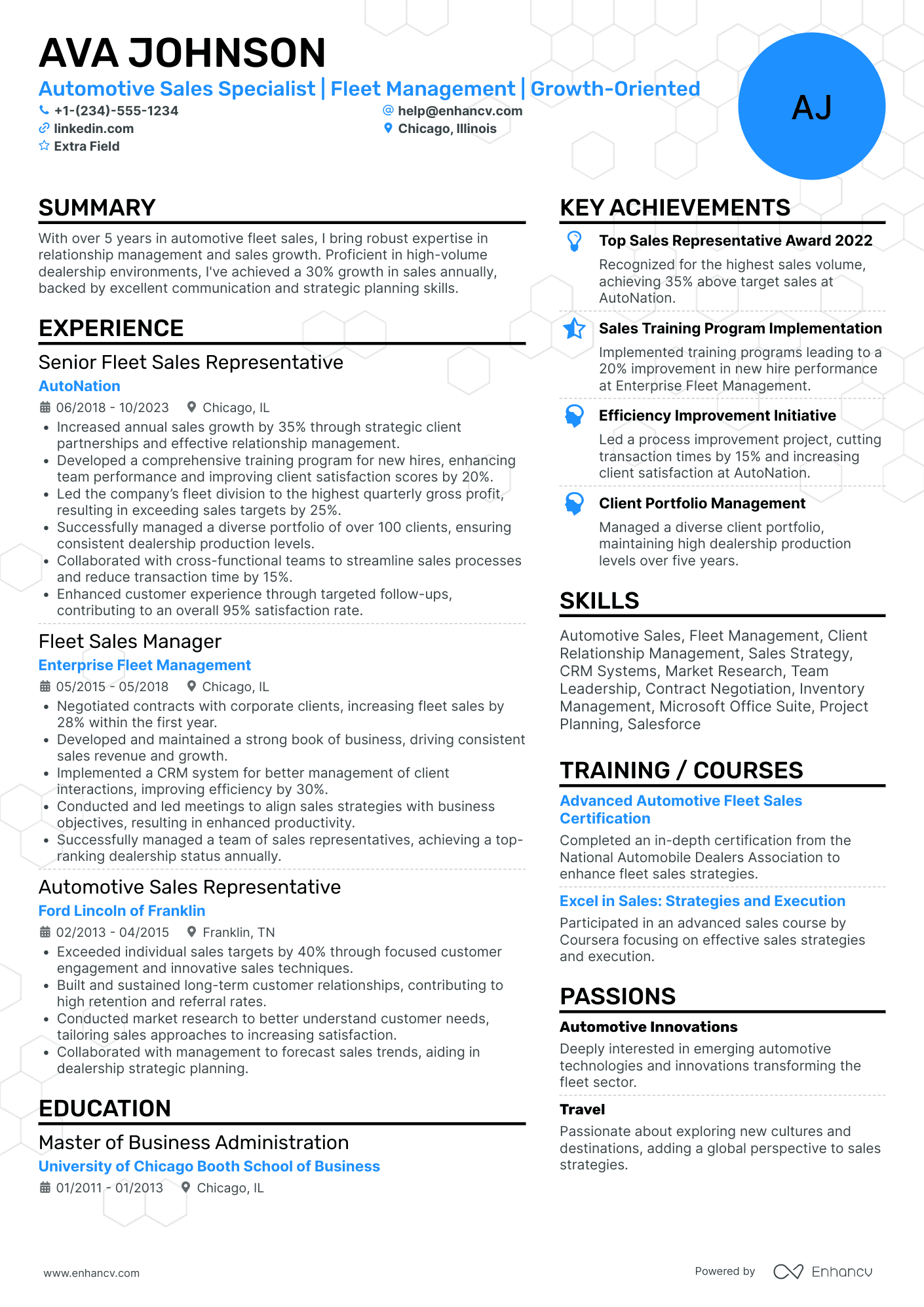 Fleet Car Salesman Resume Example