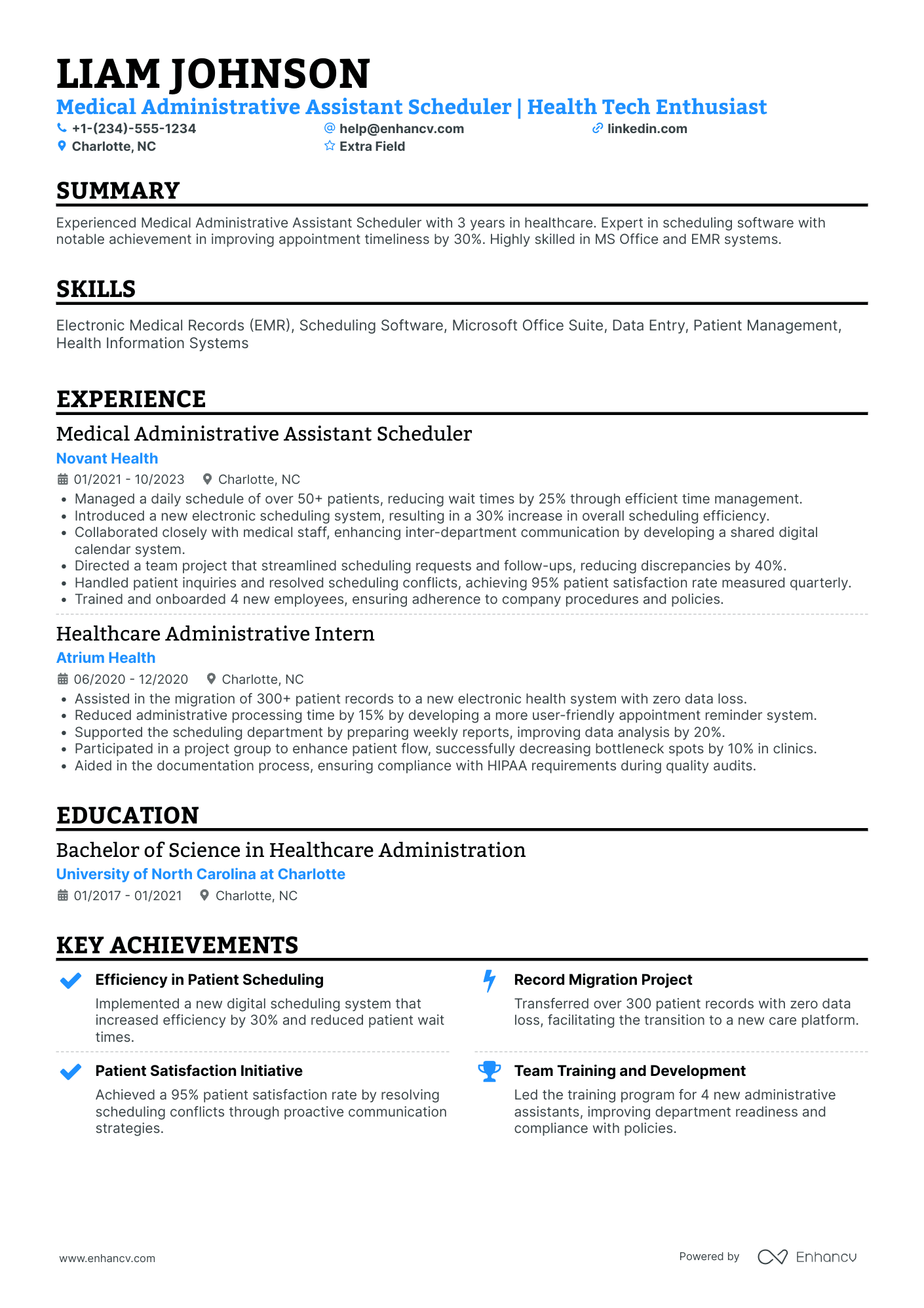 Medical Administrative Assistant Scheduler Resume Example