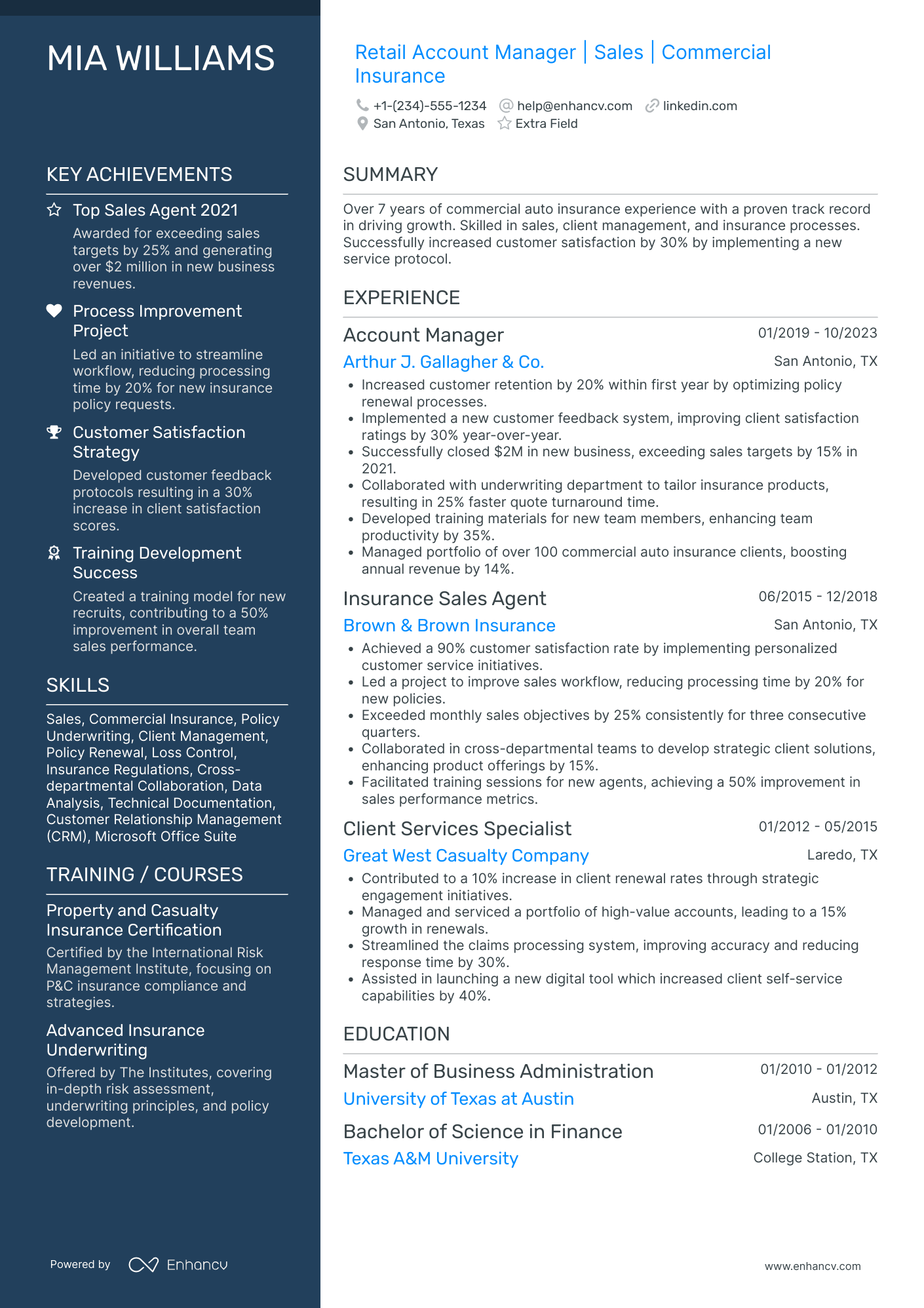 Retail Banking Manager Resume Example