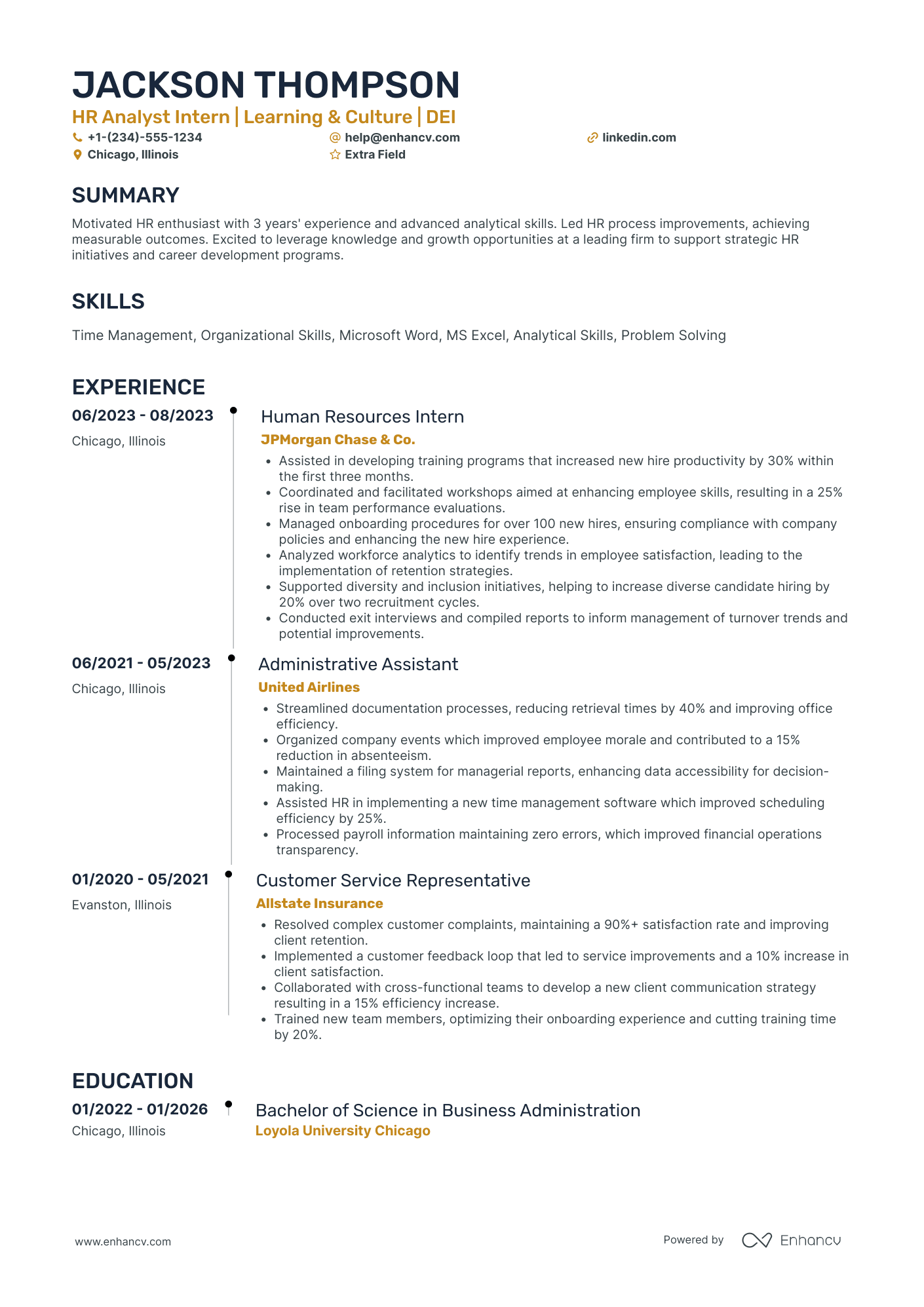 Junior HR Analyst Resume Example