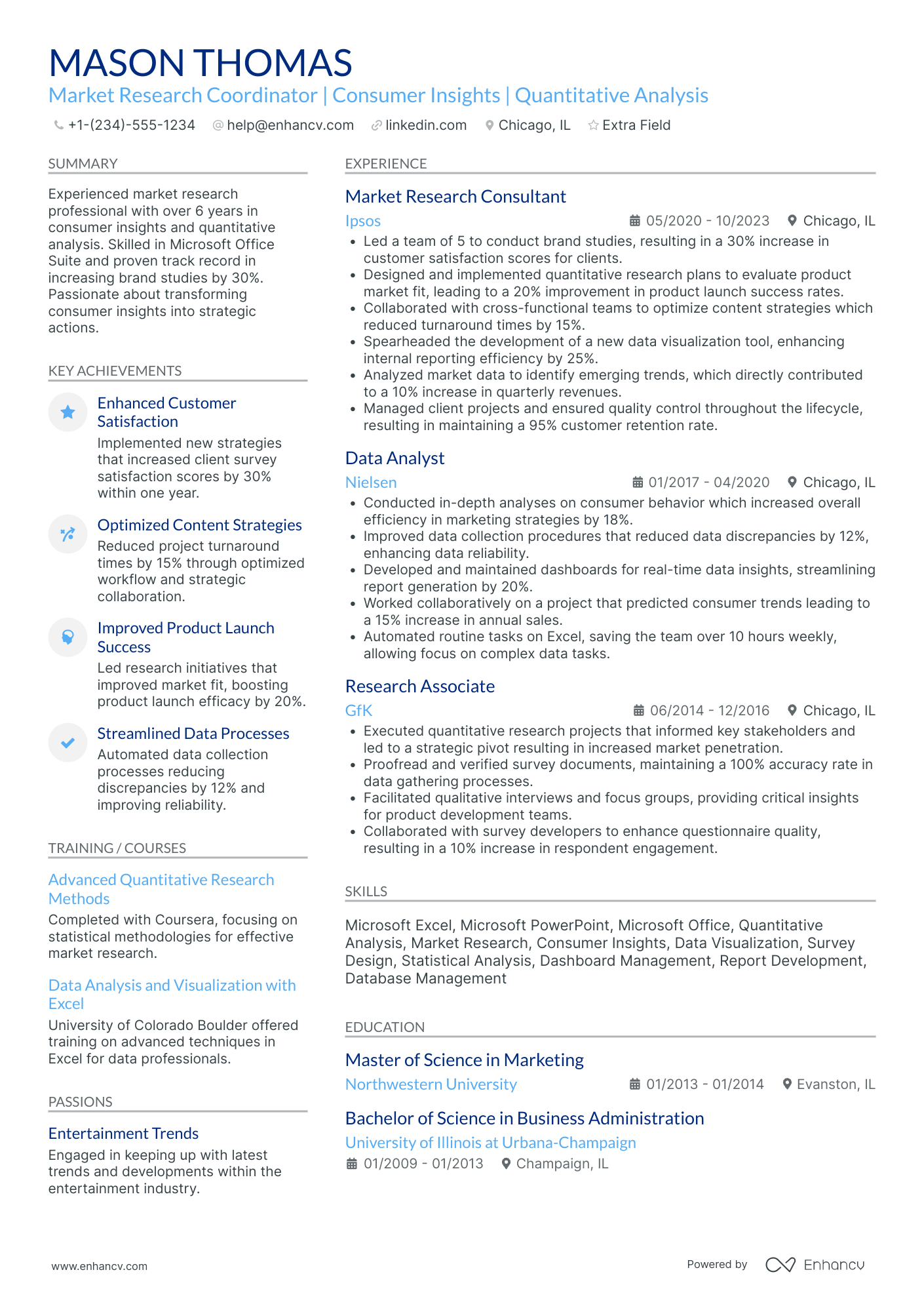 Market Research Coordinator Resume Example