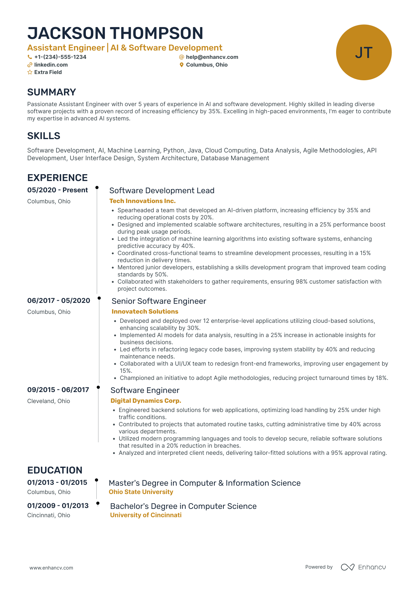 Entry Level Software Architect Resume Example