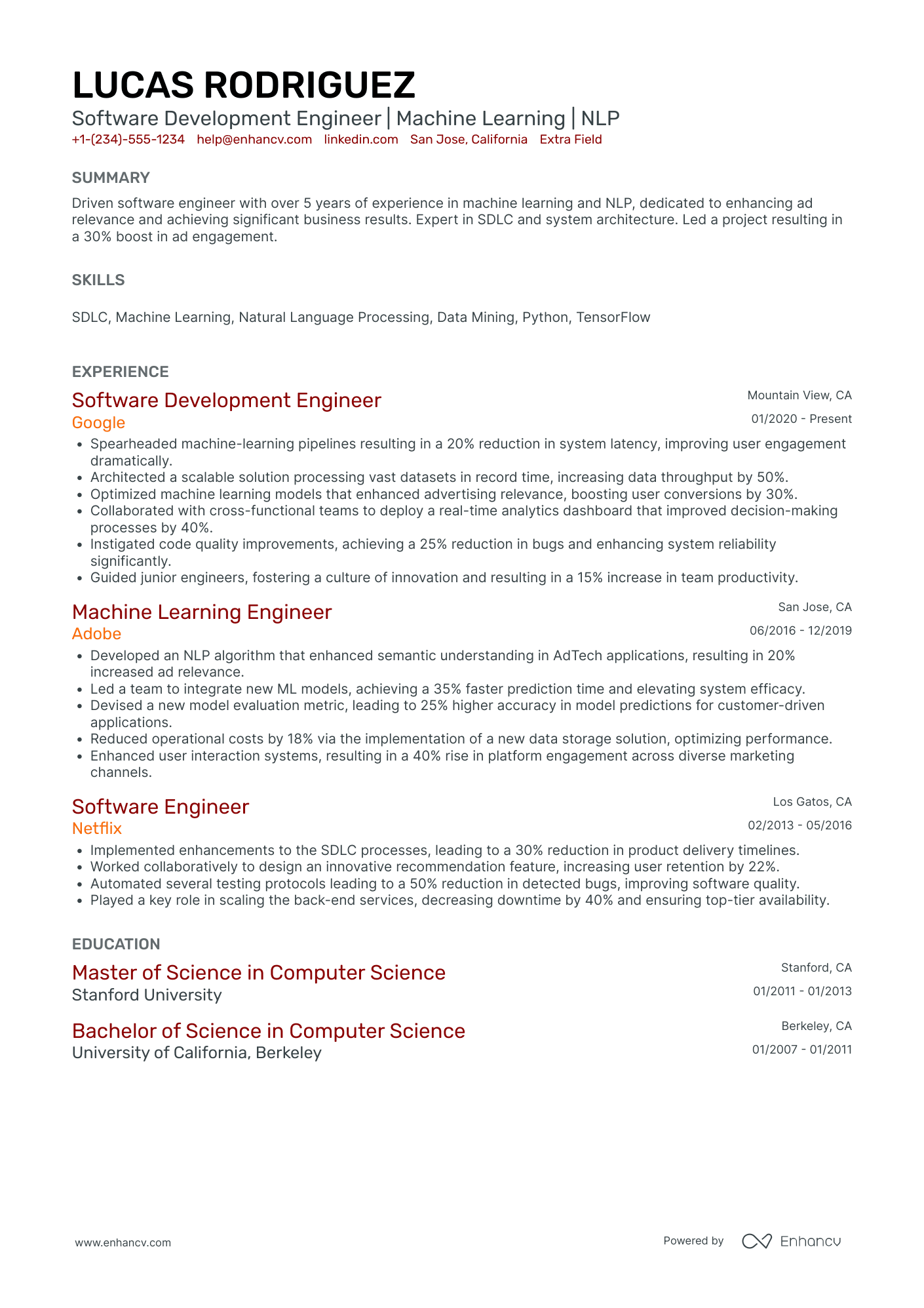 Data Mining Software Developer Resume Example