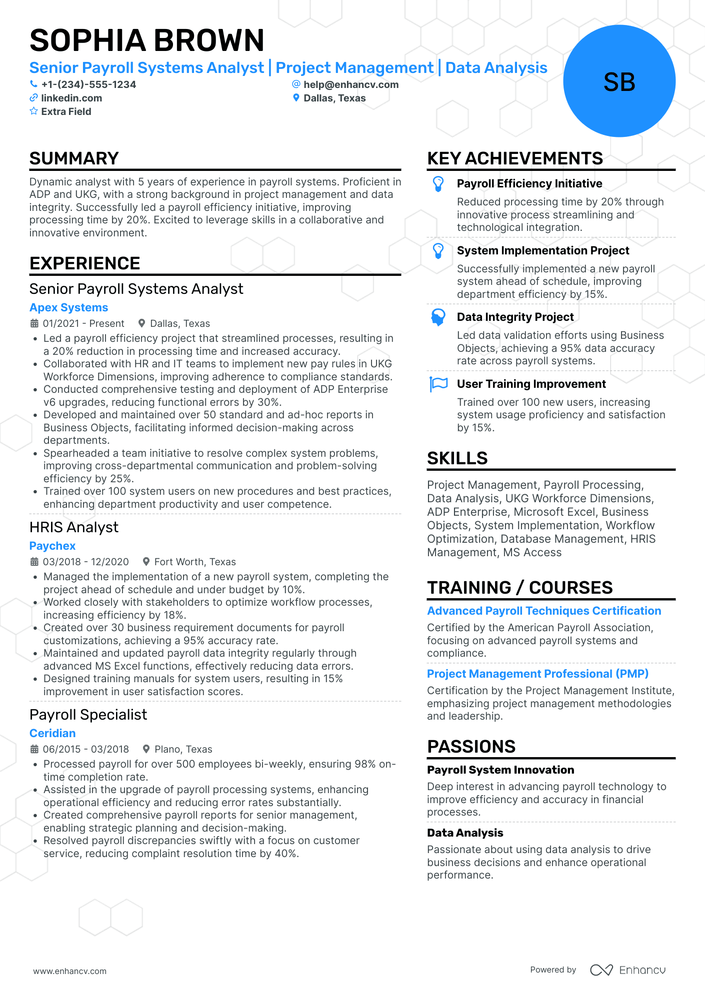 Payroll Systems Analyst Resume Example