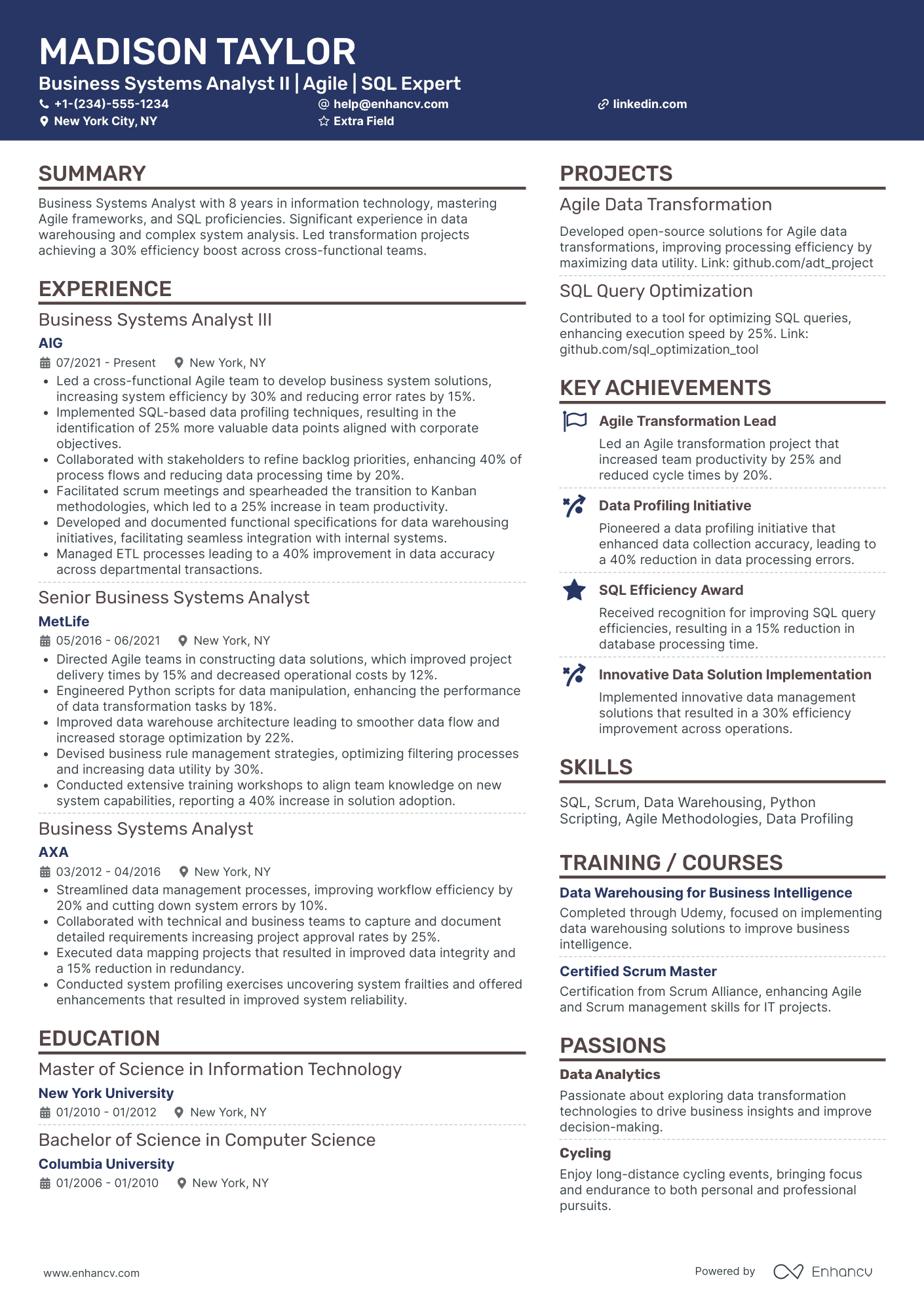 Informatica Business Analyst Resume Example