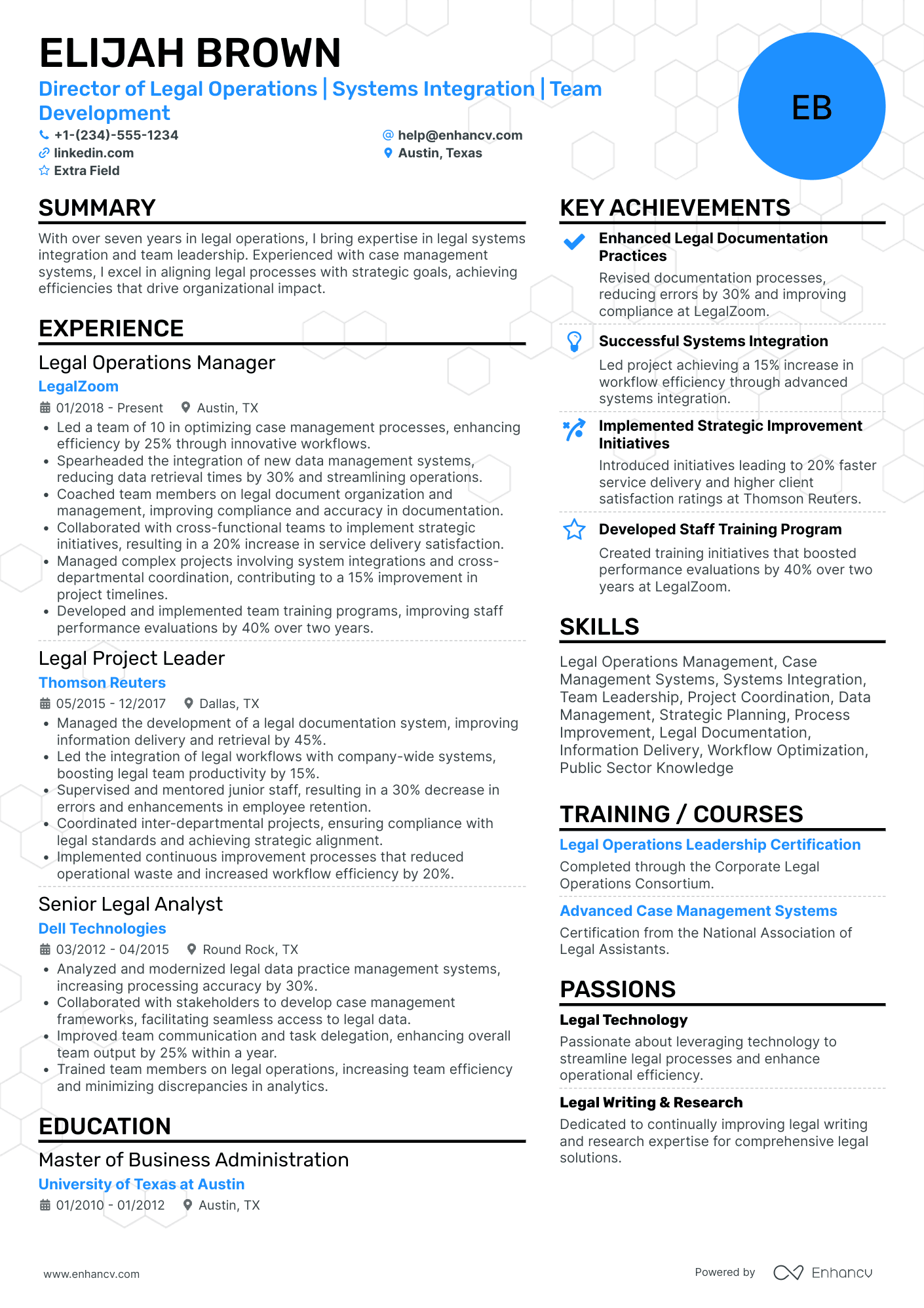 Managing Director of Legal Affairs Resume Example