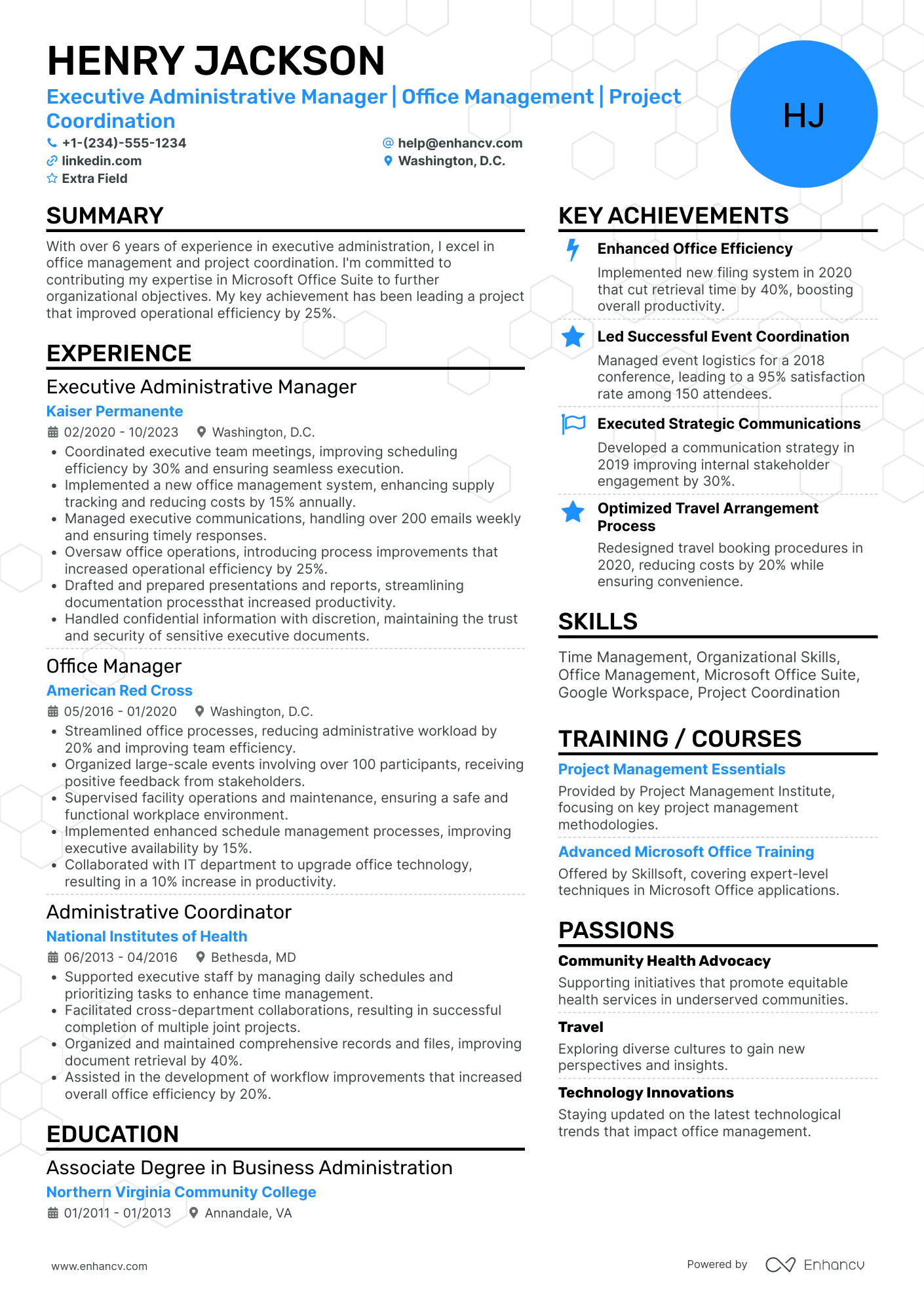 Executive Administrative Manager Resume Example