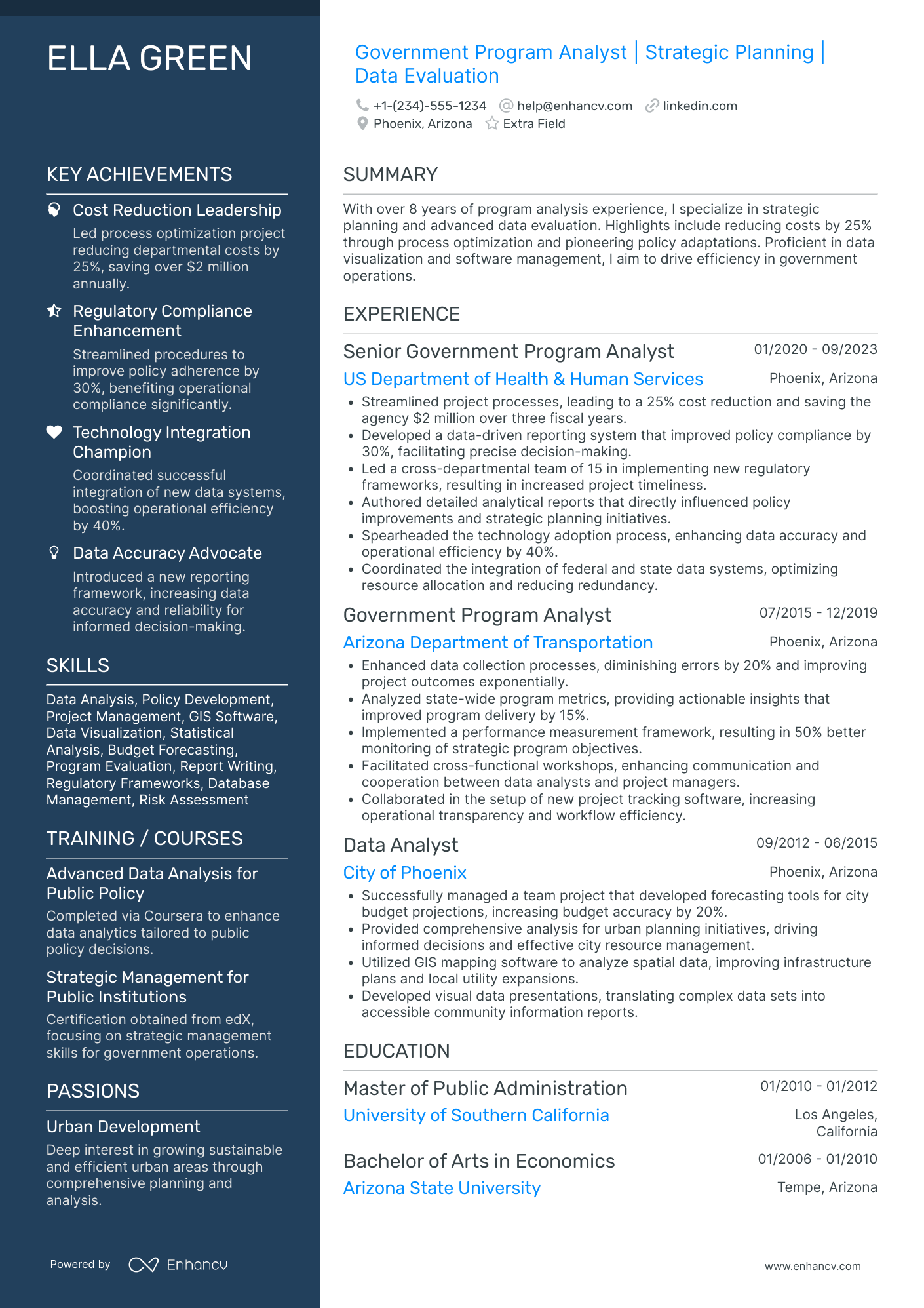 Government Program Analyst Resume Example