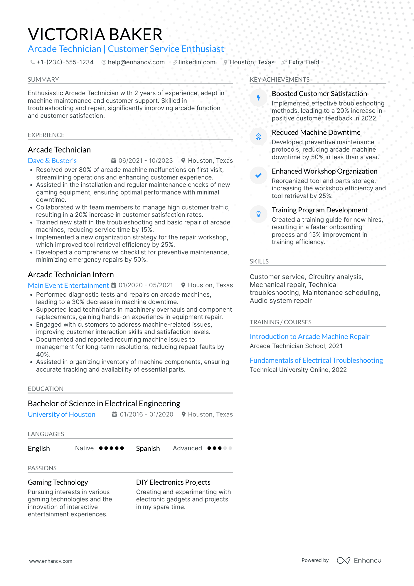 Junior Escape Room Technician Resume Example