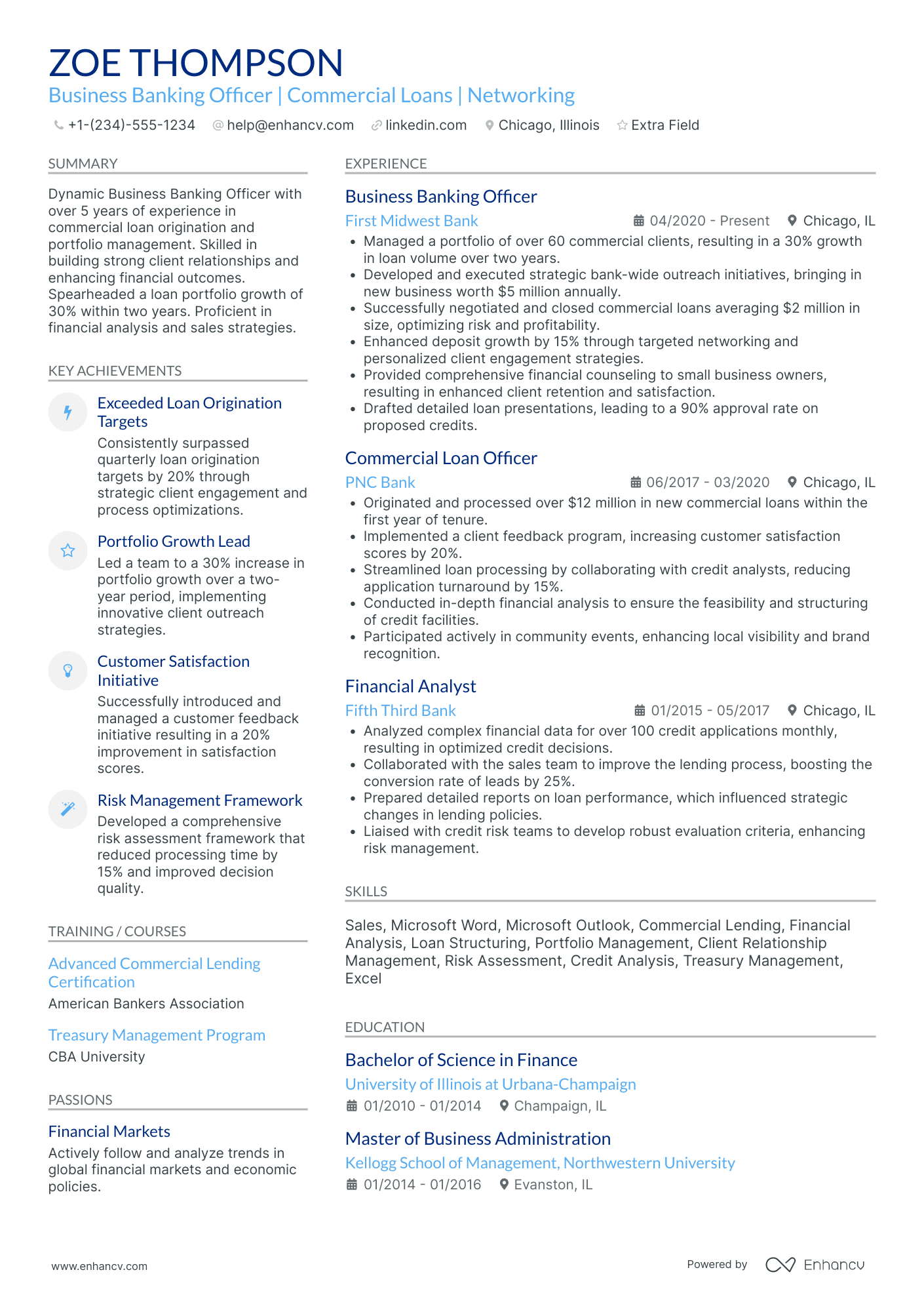 Entry Level Retail Banking Officer Resume Example