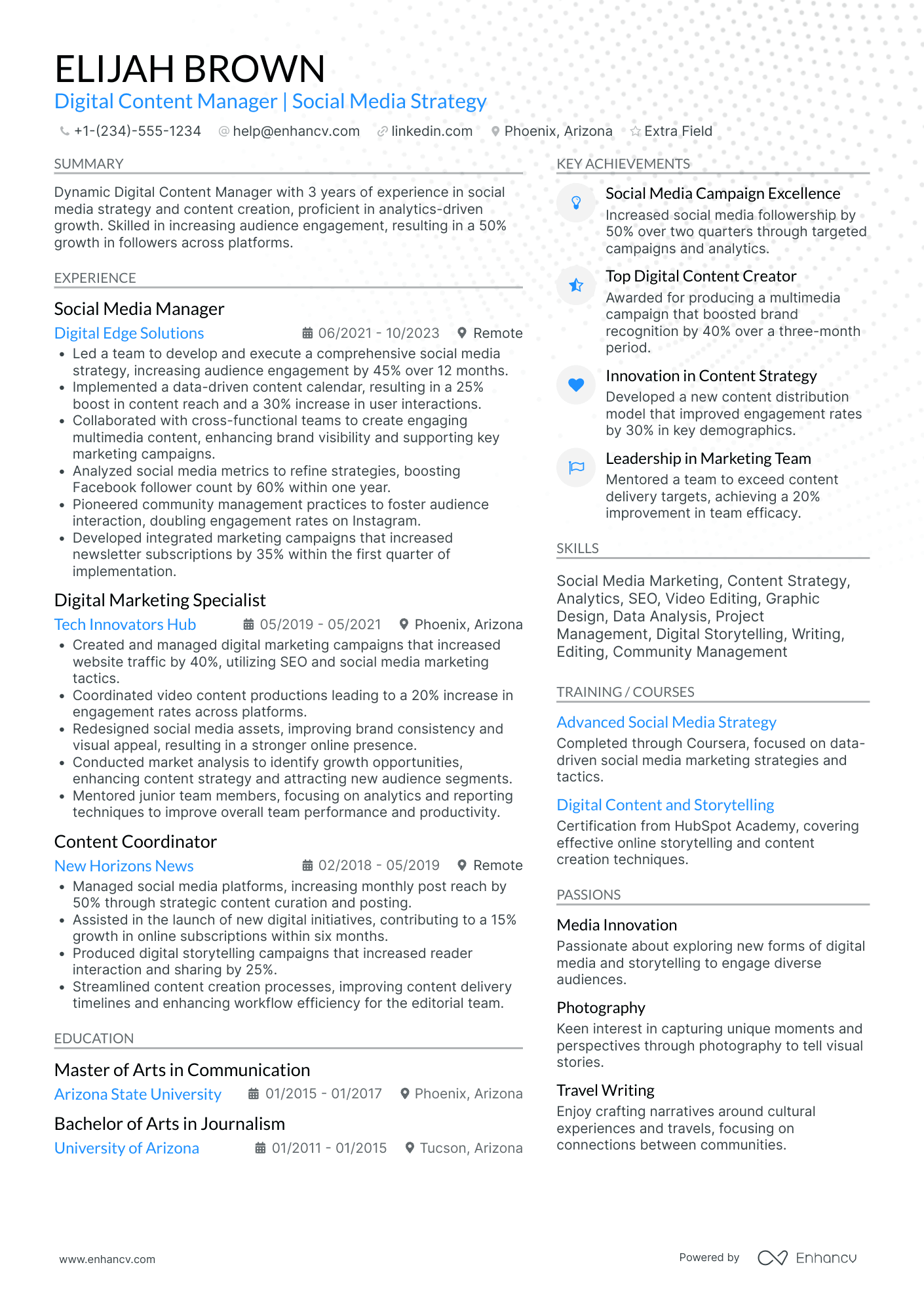 Podcaster Community Manager Resume Example