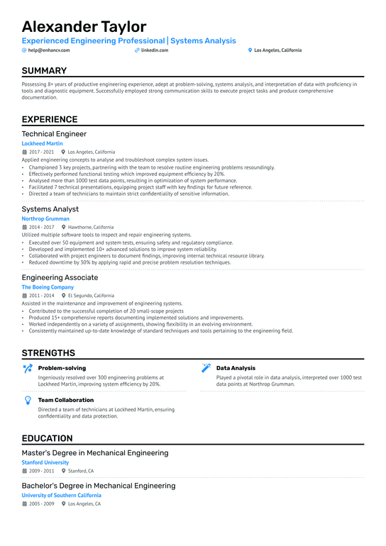 Mechanical Project Engineer Resume Example