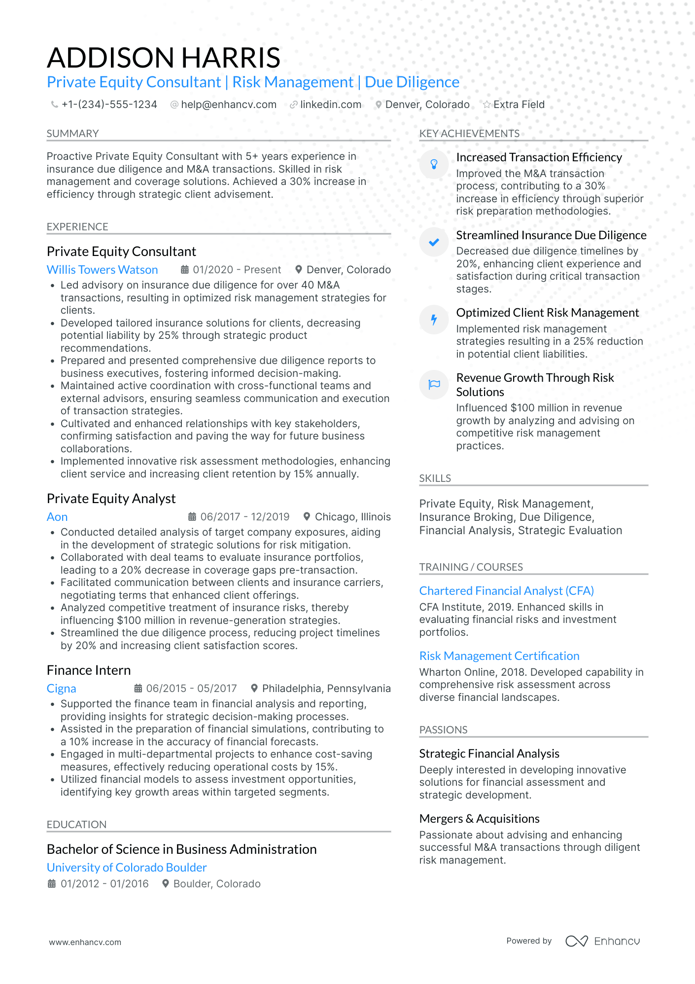 Junior Investment Manager Resume Example