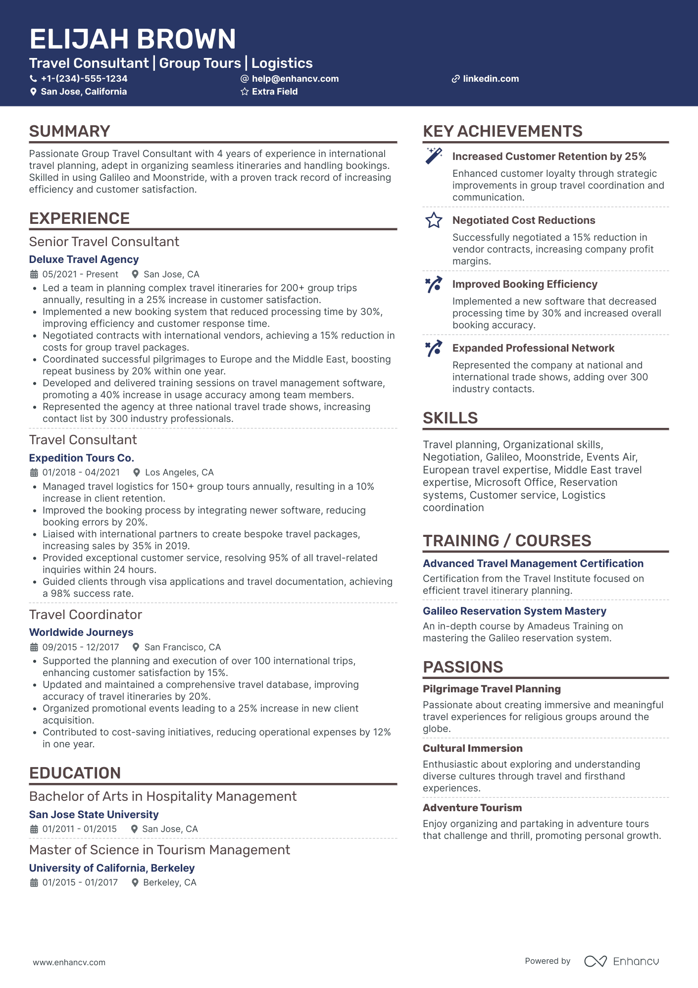 Group Travel Consultant Resume Example