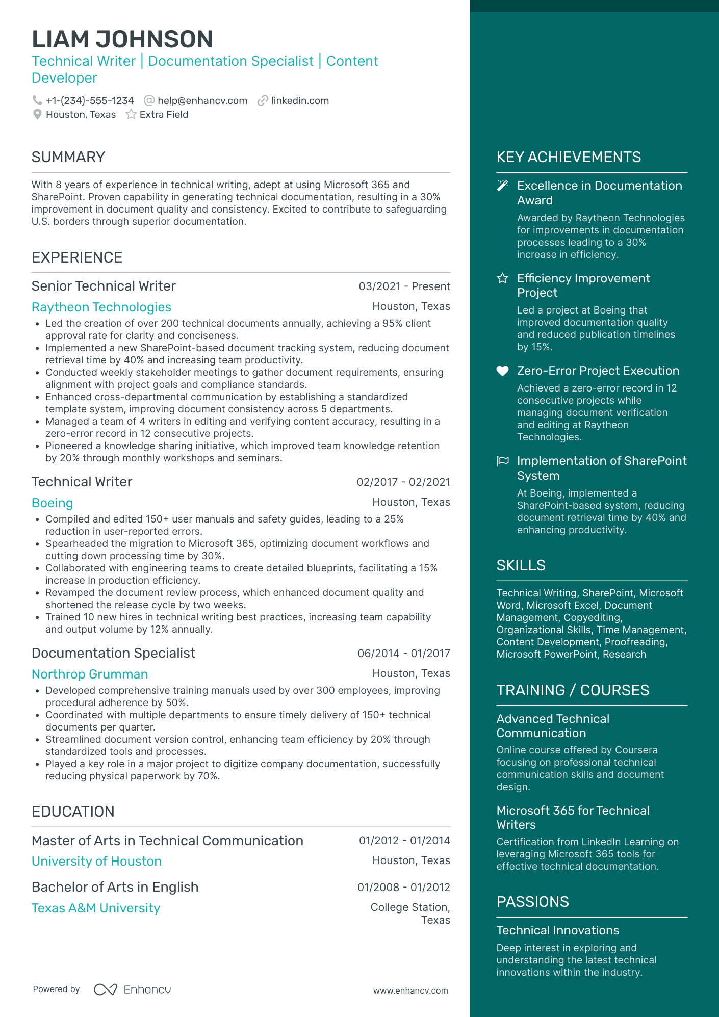 Senior Technical Writer Resume Example