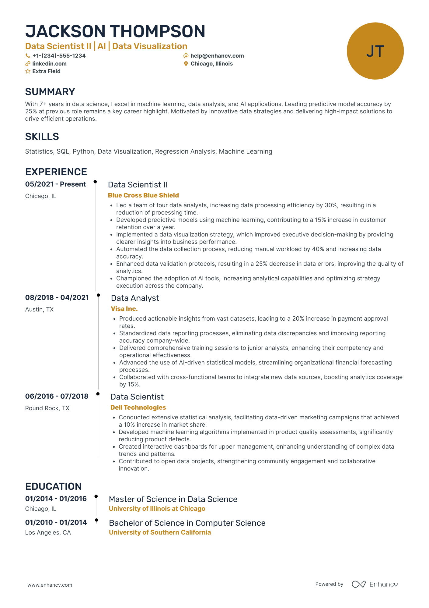 Data Scientist II Resume Example