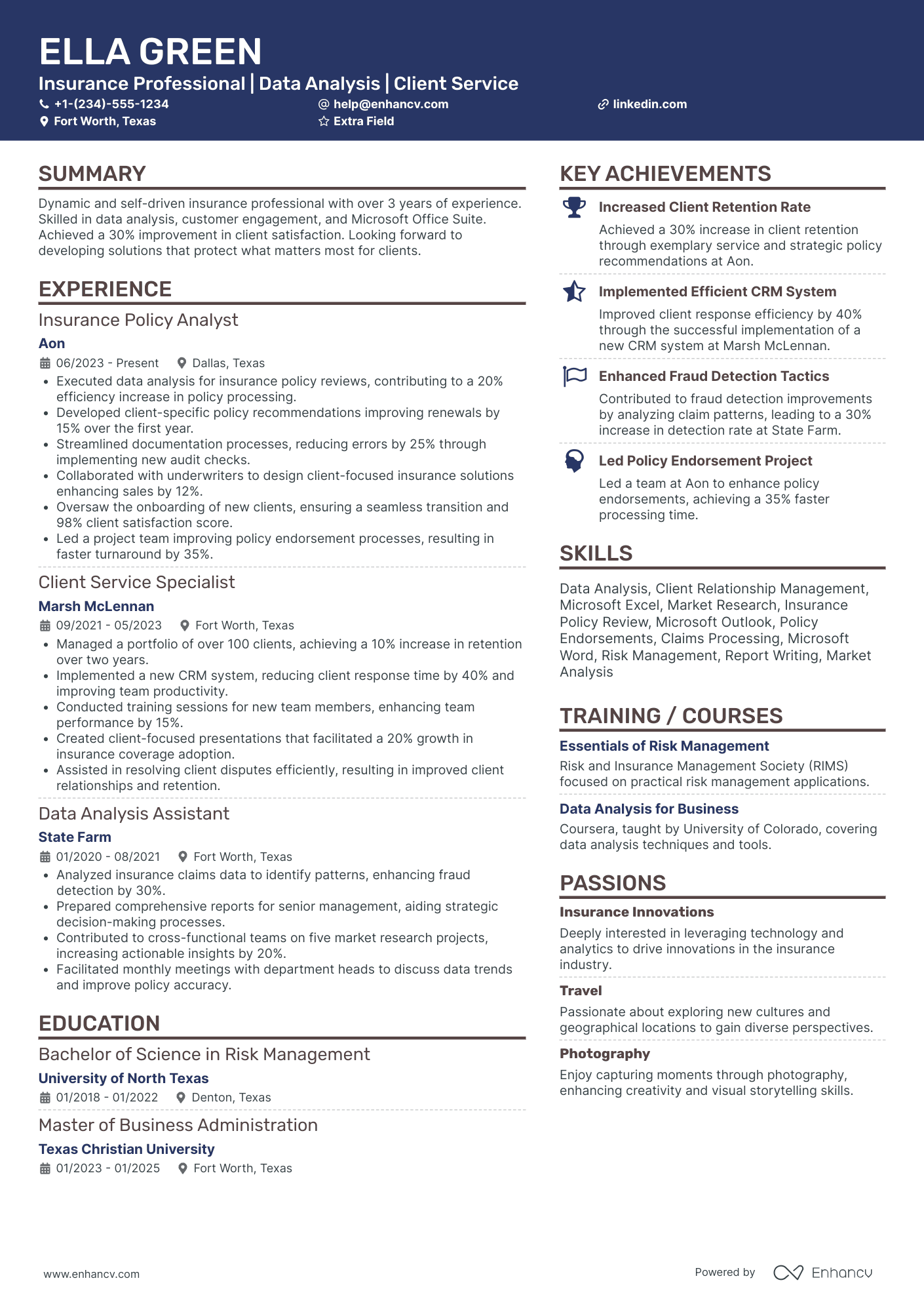 Senior Insurance Broker Resume Example