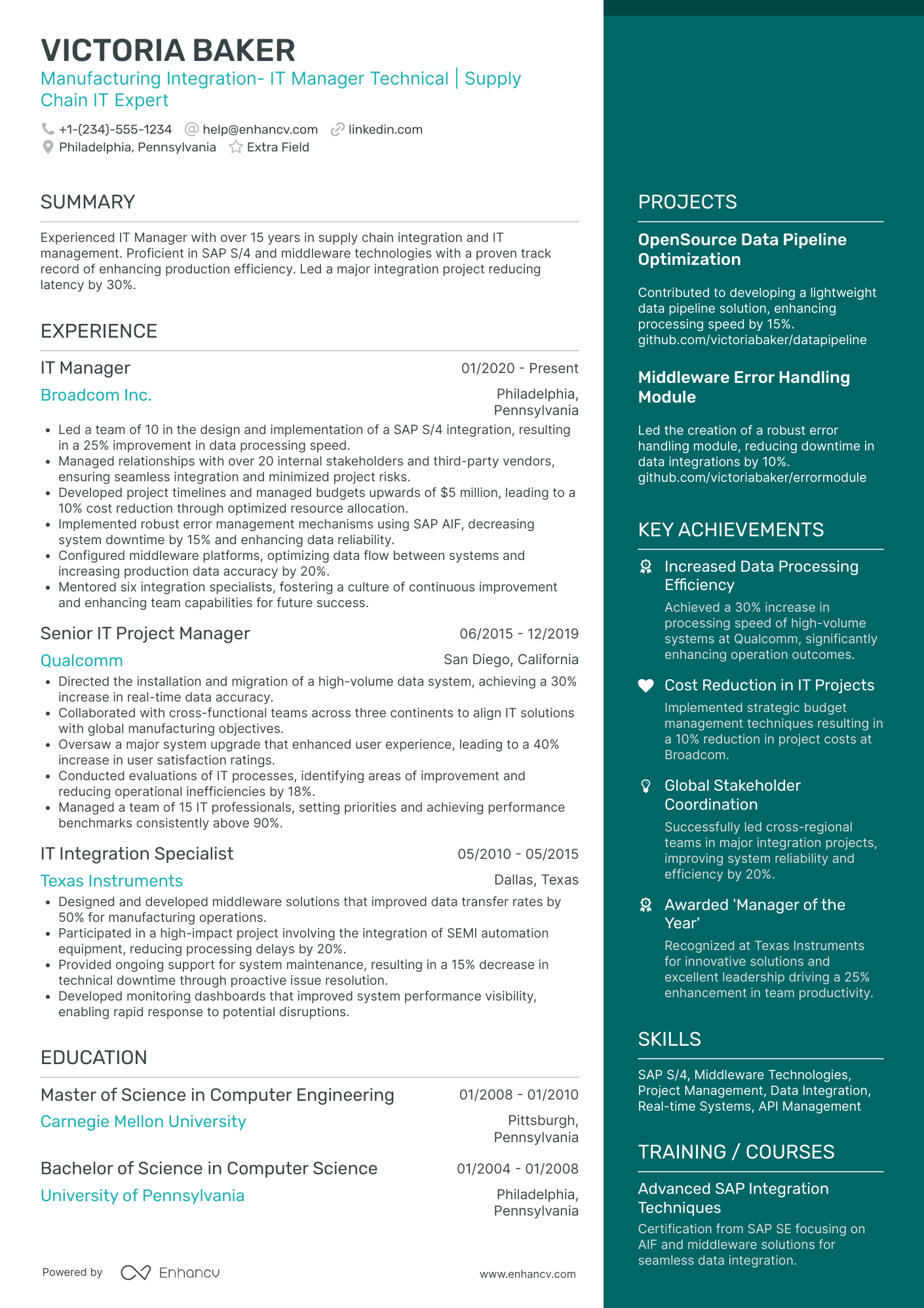 IT Integration Specialist Resume Example