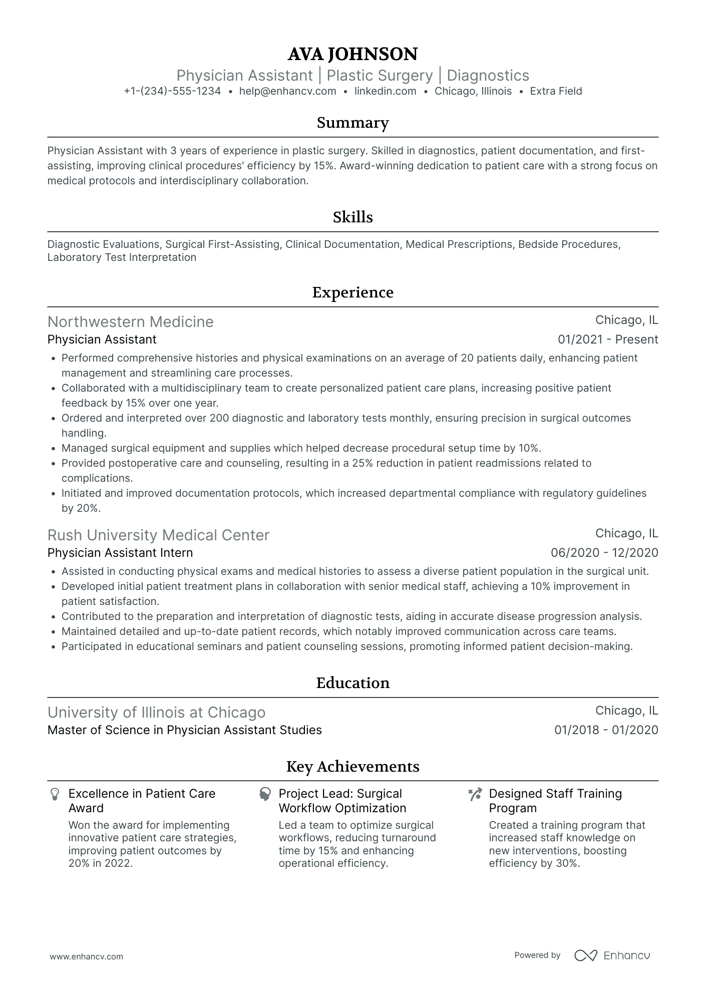 Physician Assistant   Surgery Resume Example