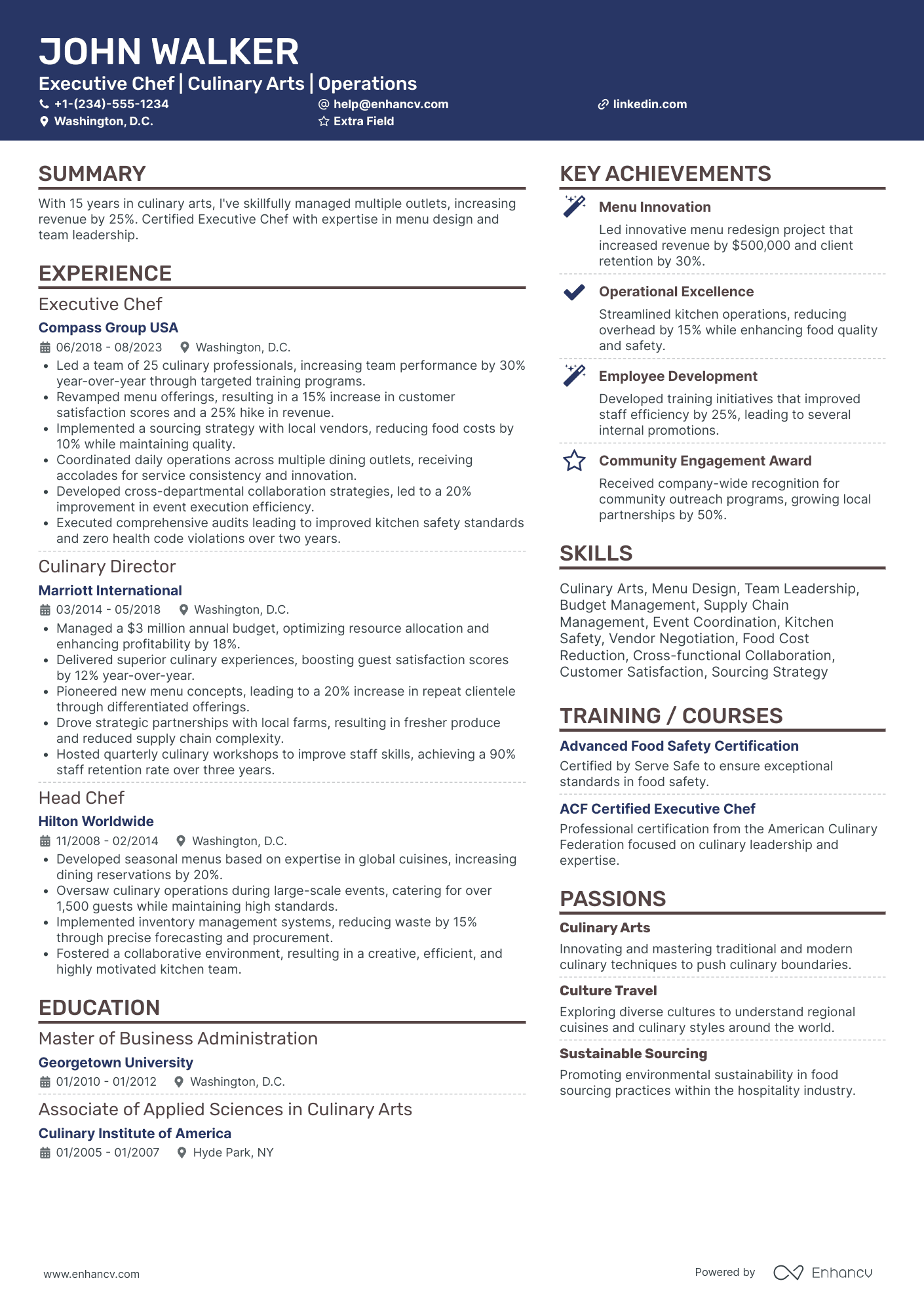 Culinary Research and Development Chef Resume Example