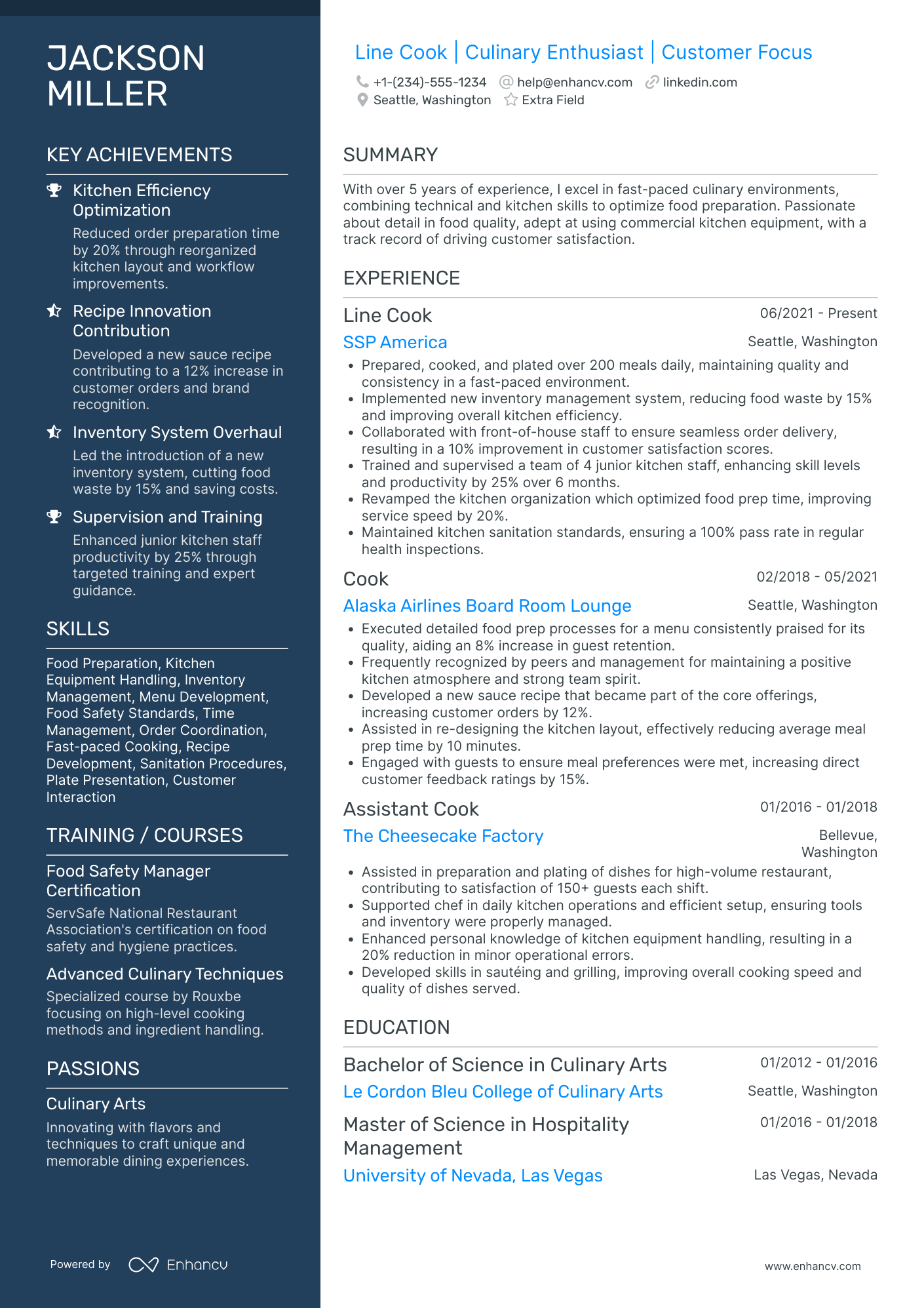 Fast Food Line Cook Resume Example