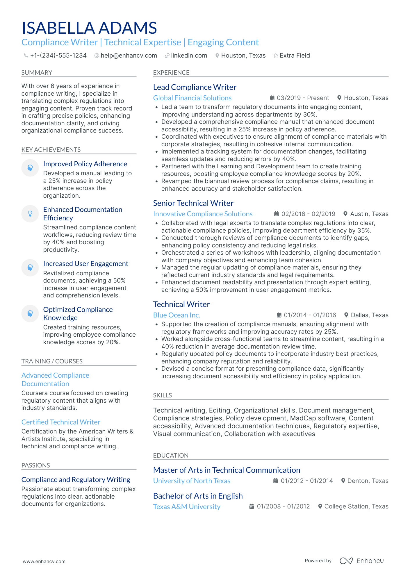 Financial Copywriter Resume Example