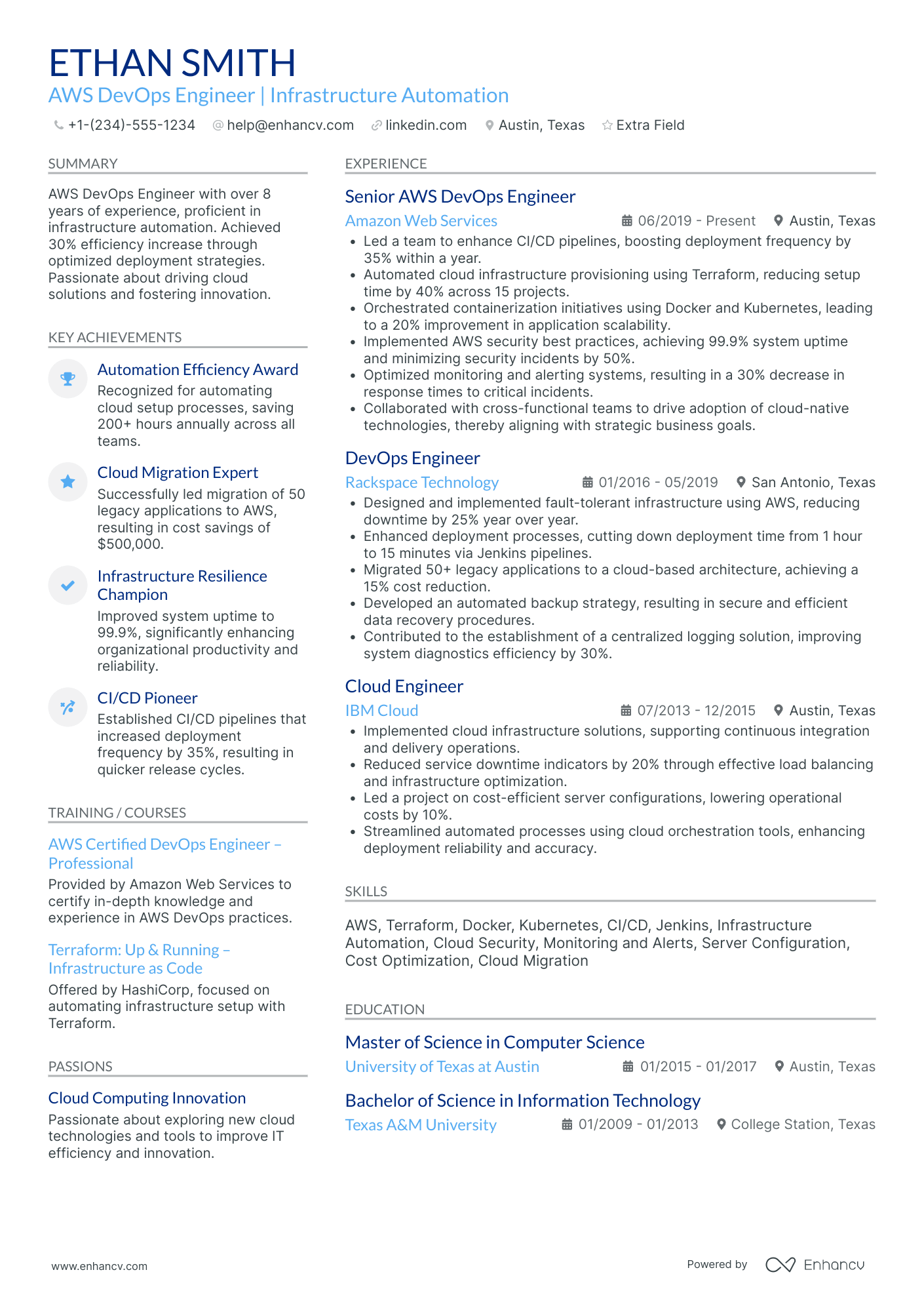 Entry Level DevOps Engineer Resume Example