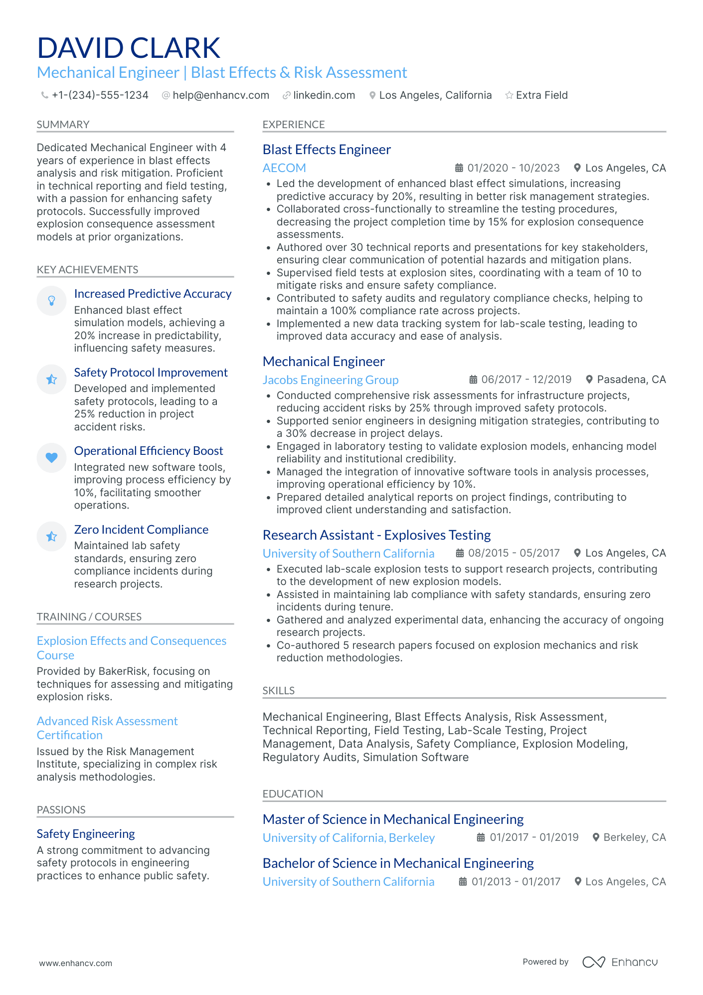 Senior Mechanical Engineering Consultant Resume Example