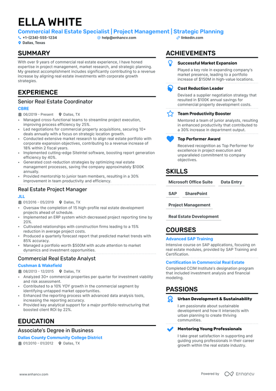 Real Estate Assistant Resume Example