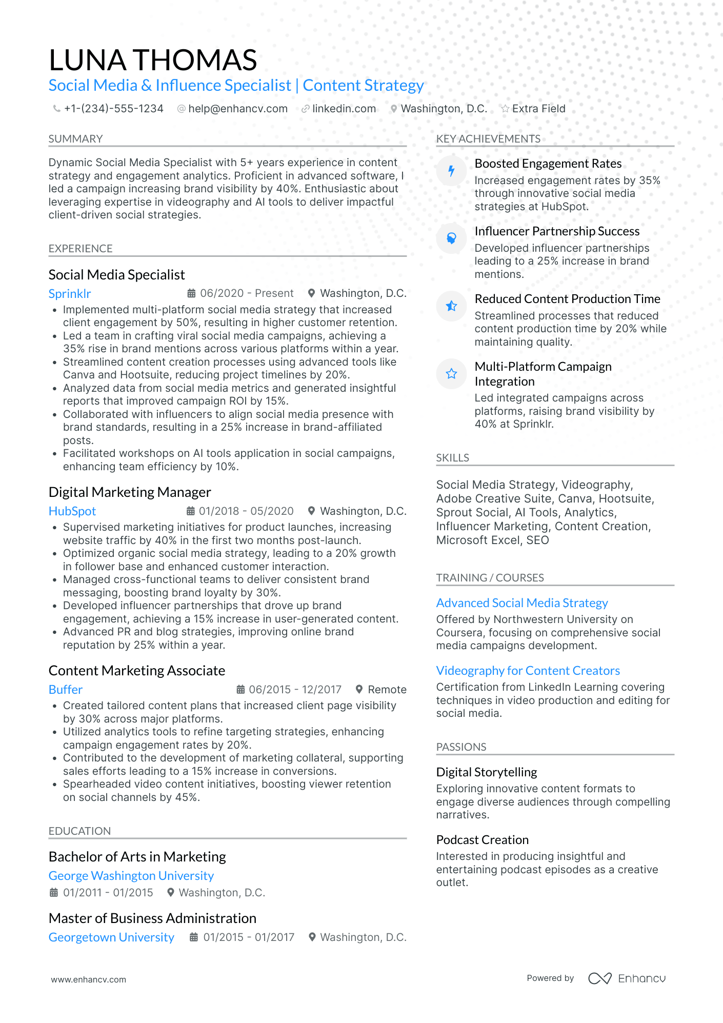 Podcaster Social Media Coordinator Resume Example