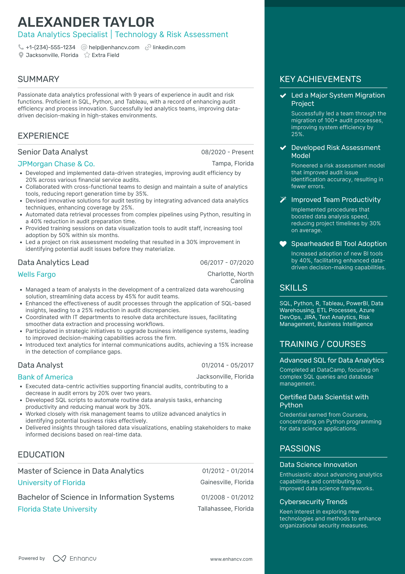 Data Analyst New Grad Resume Example