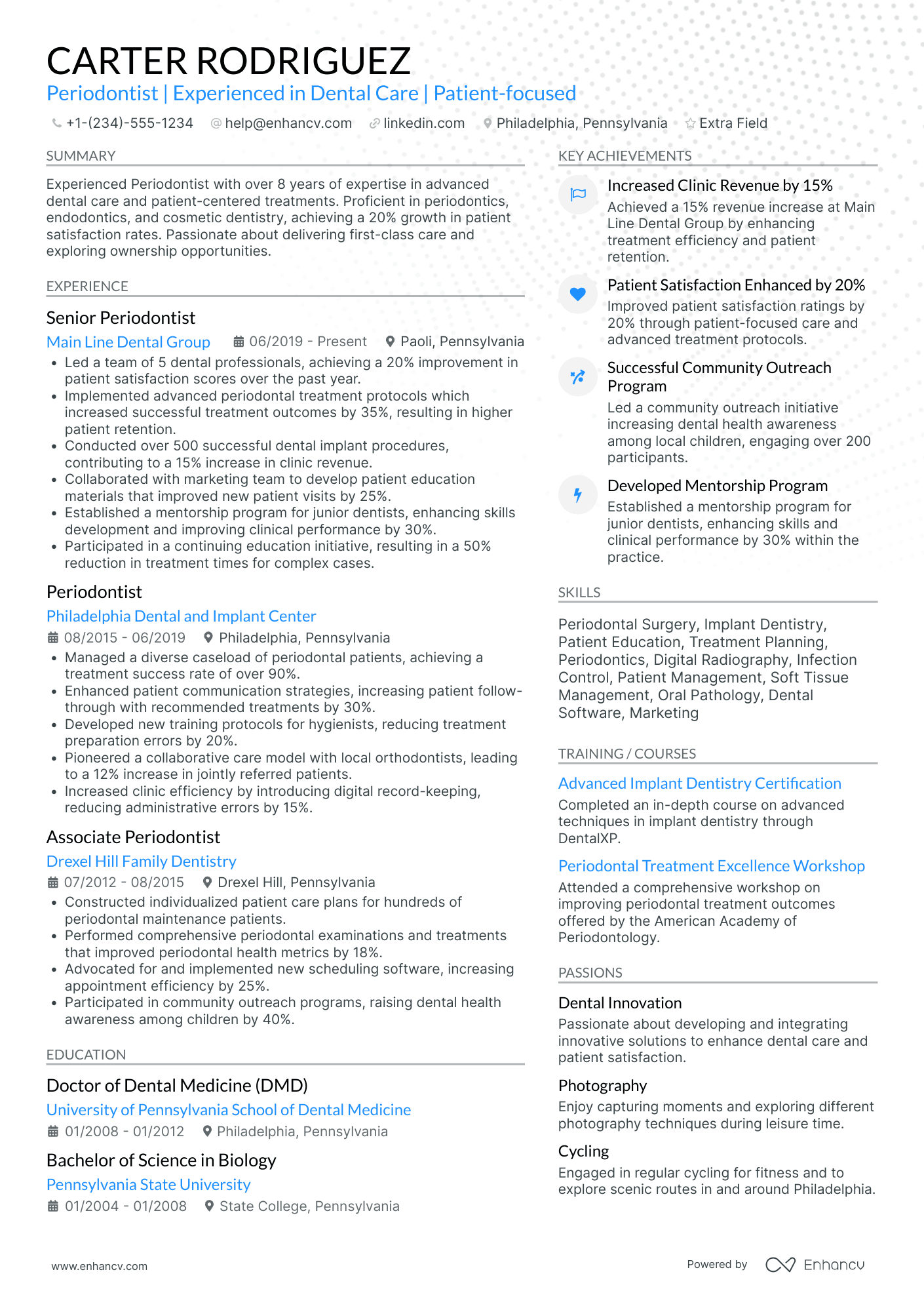 Periodontist Resume Example