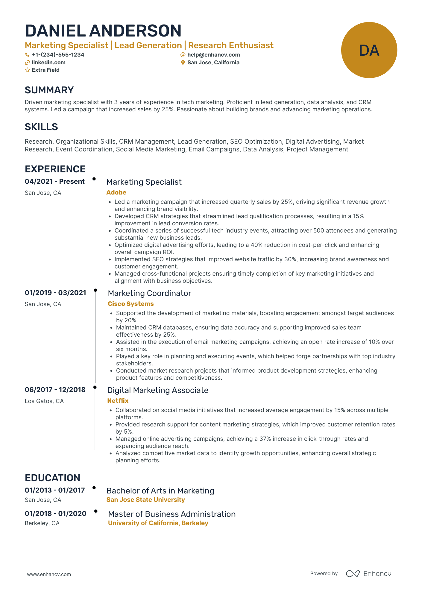 Direct Marketing Associate Resume Example