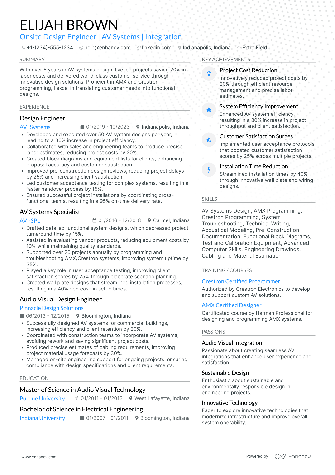 Audio Engineer Designer Resume Example