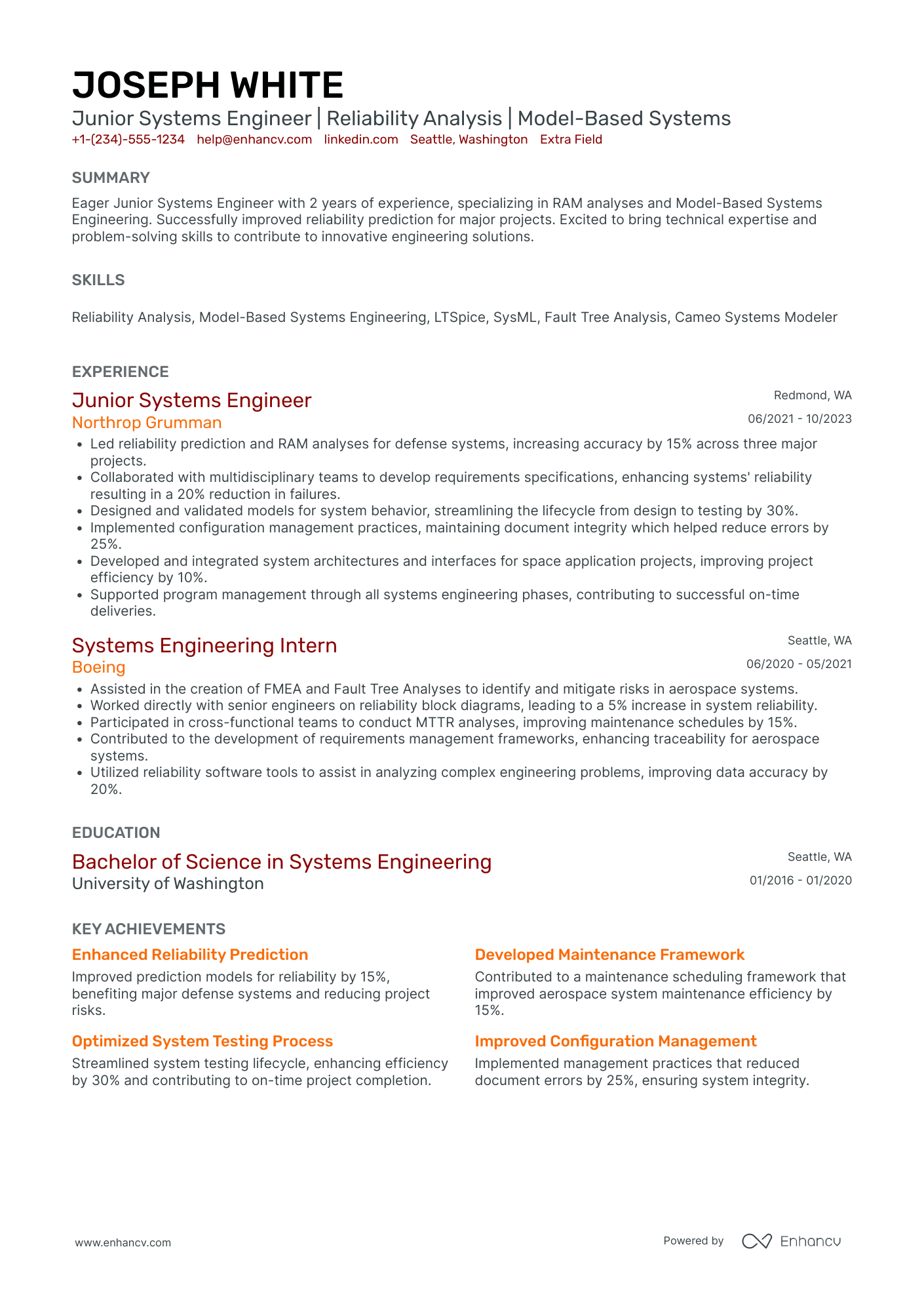 Junior Systems Engineer Resume Example