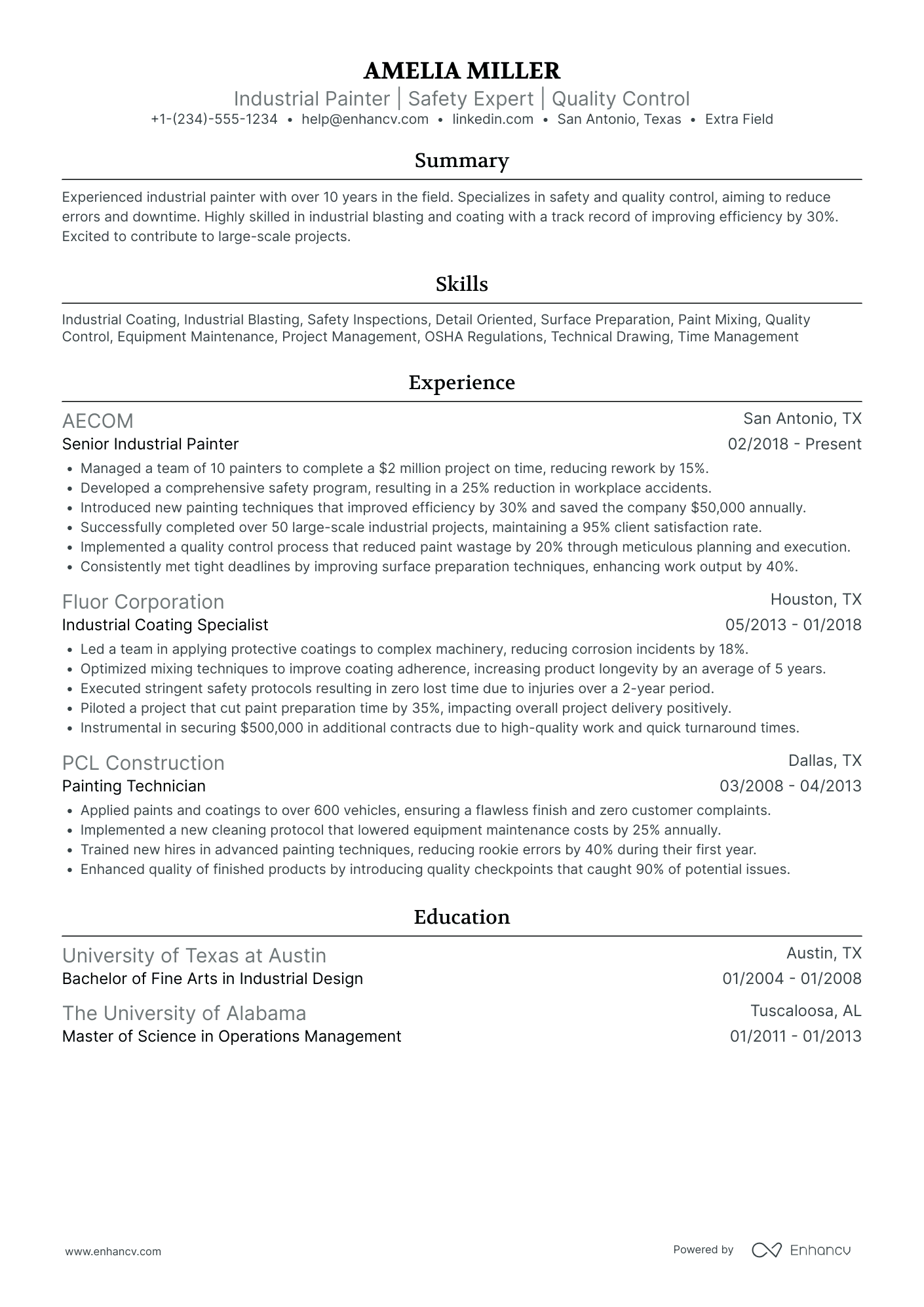 Industrial Machinery Painter Resume Example