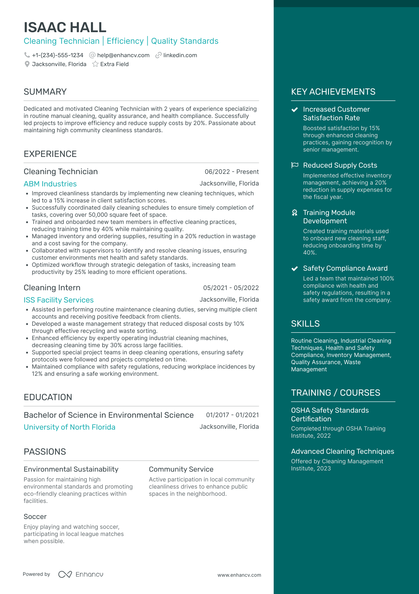 Junior Custodian Resume Example