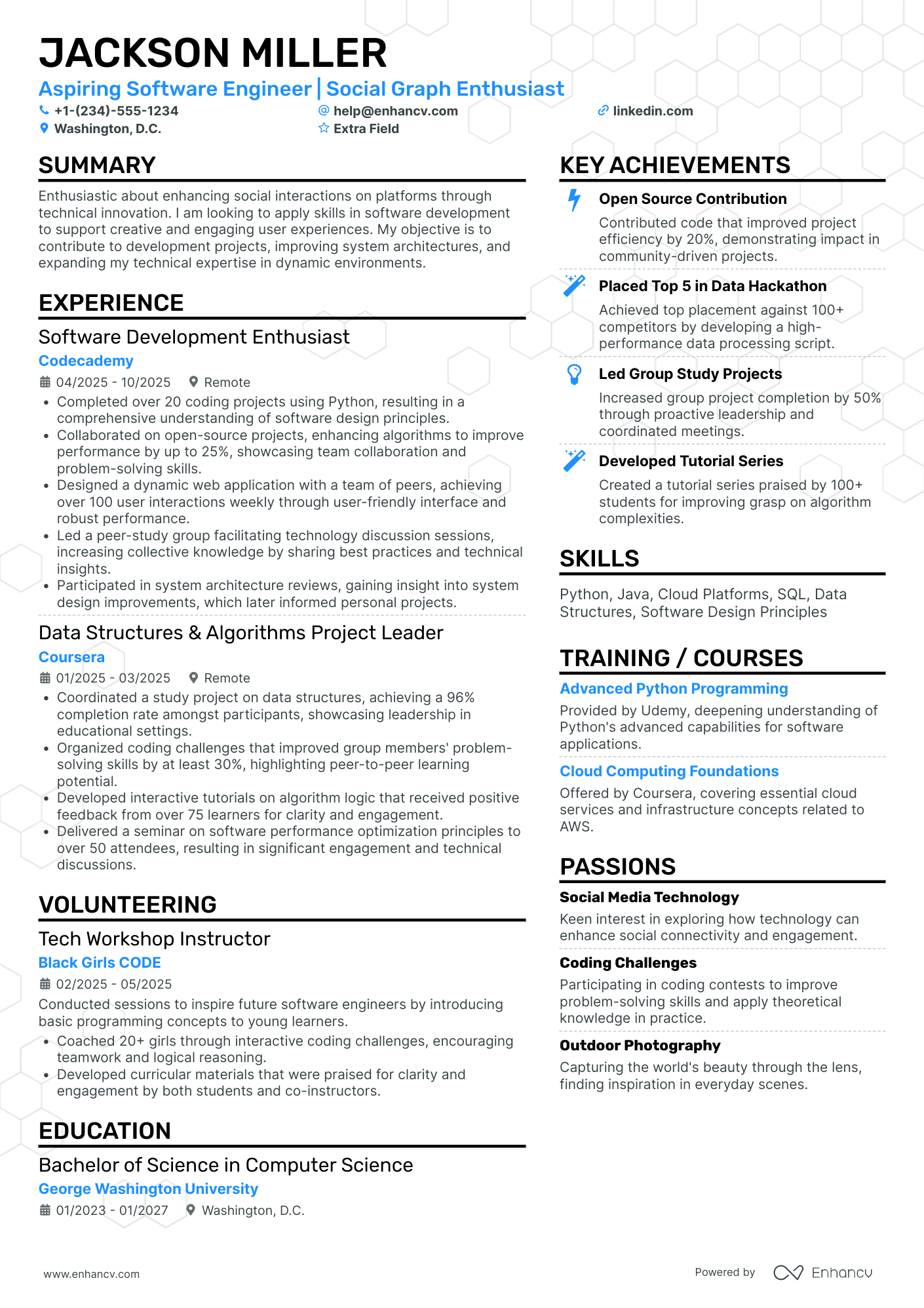 Azure Data Engineer Intern Resume Example