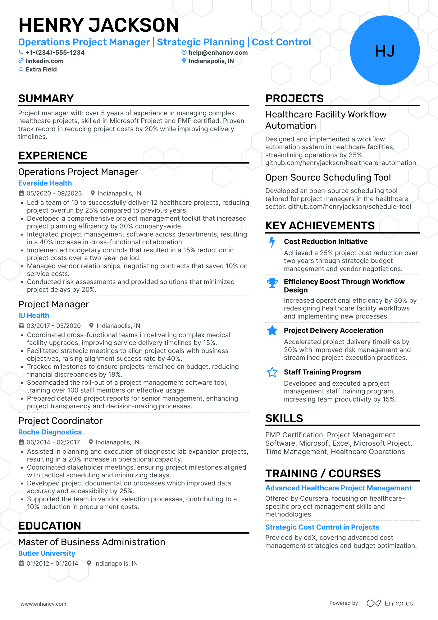 Operational Project Manager Resume Example