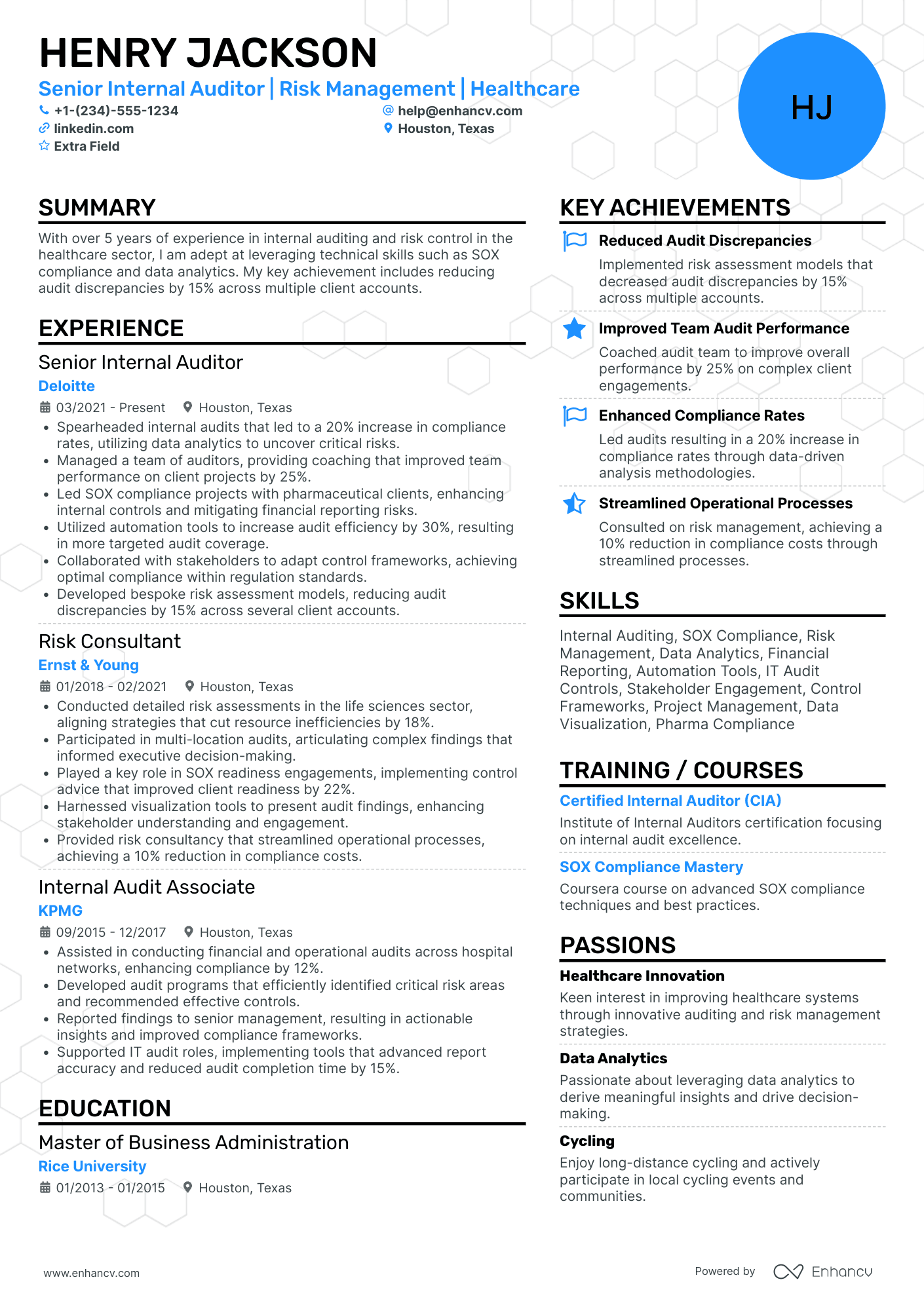 PwC Risk Assurance Associate Resume Example